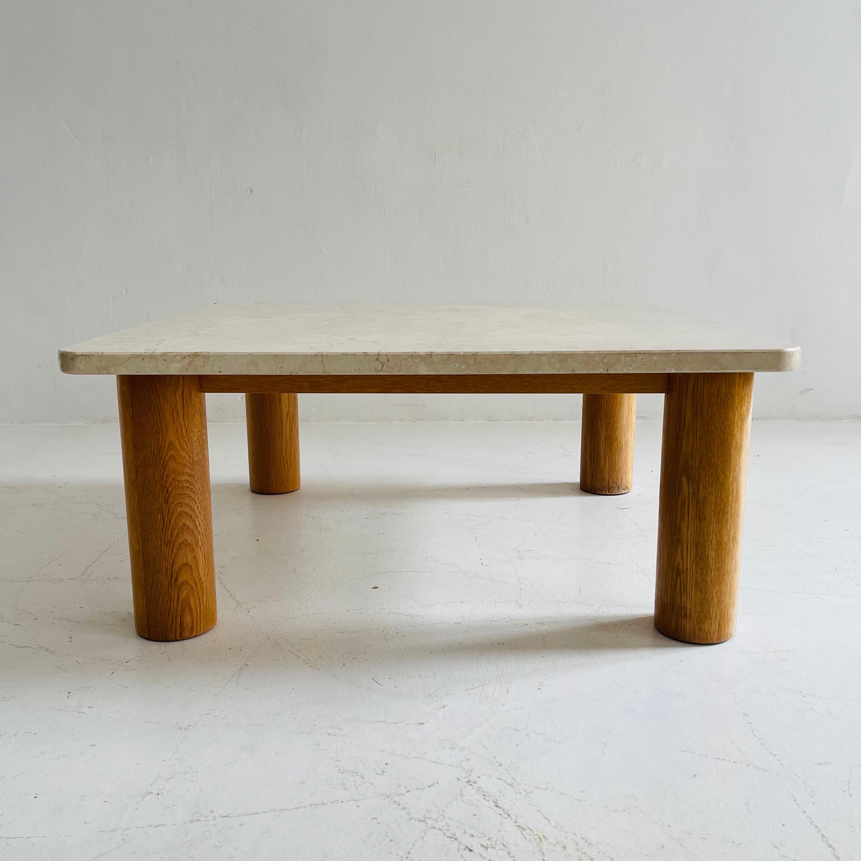 French Travertine Coffee Table Style of Charlotte Perriand, France, 1960s For Sale
