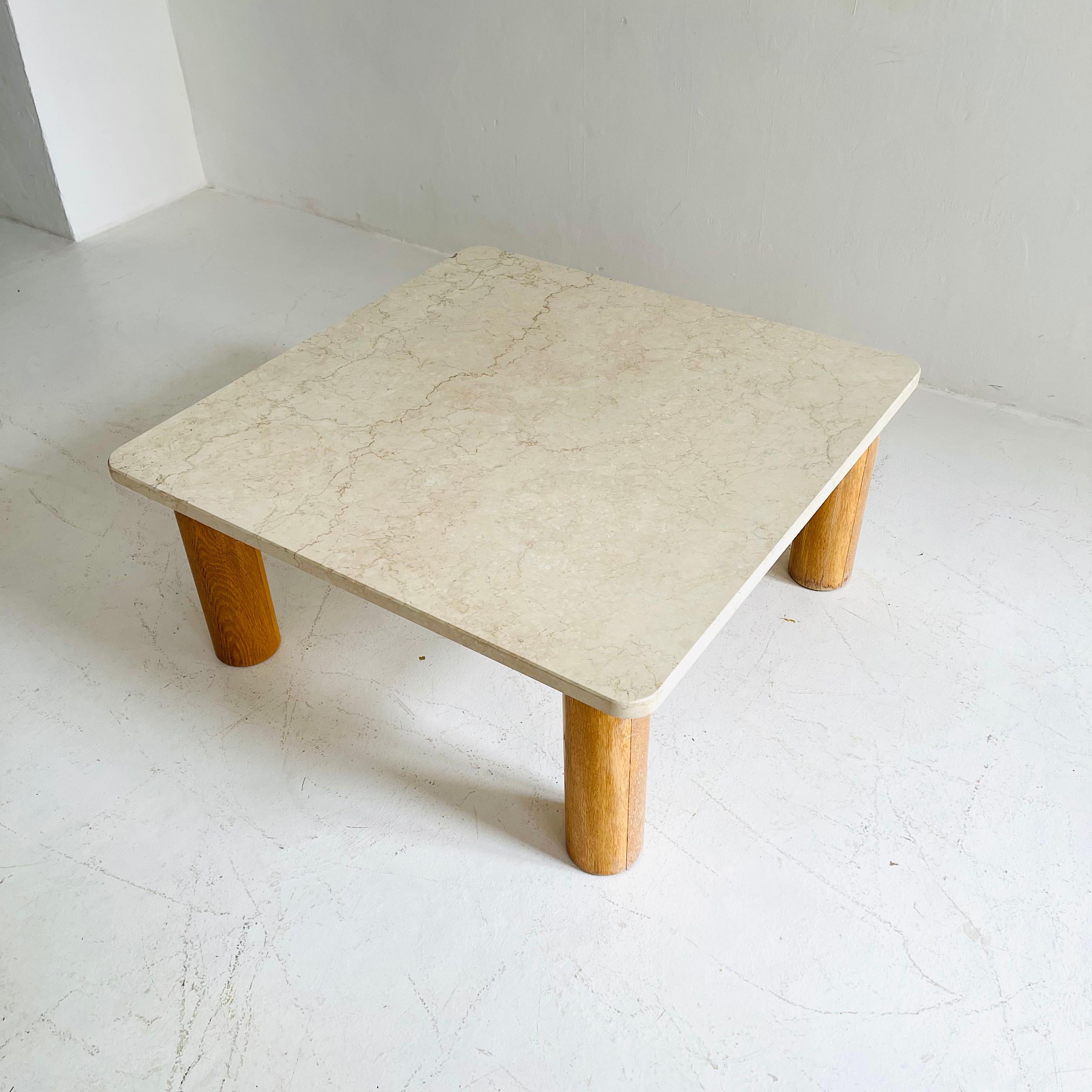 Mid-20th Century Travertine Coffee Table Style of Charlotte Perriand, France, 1960s For Sale