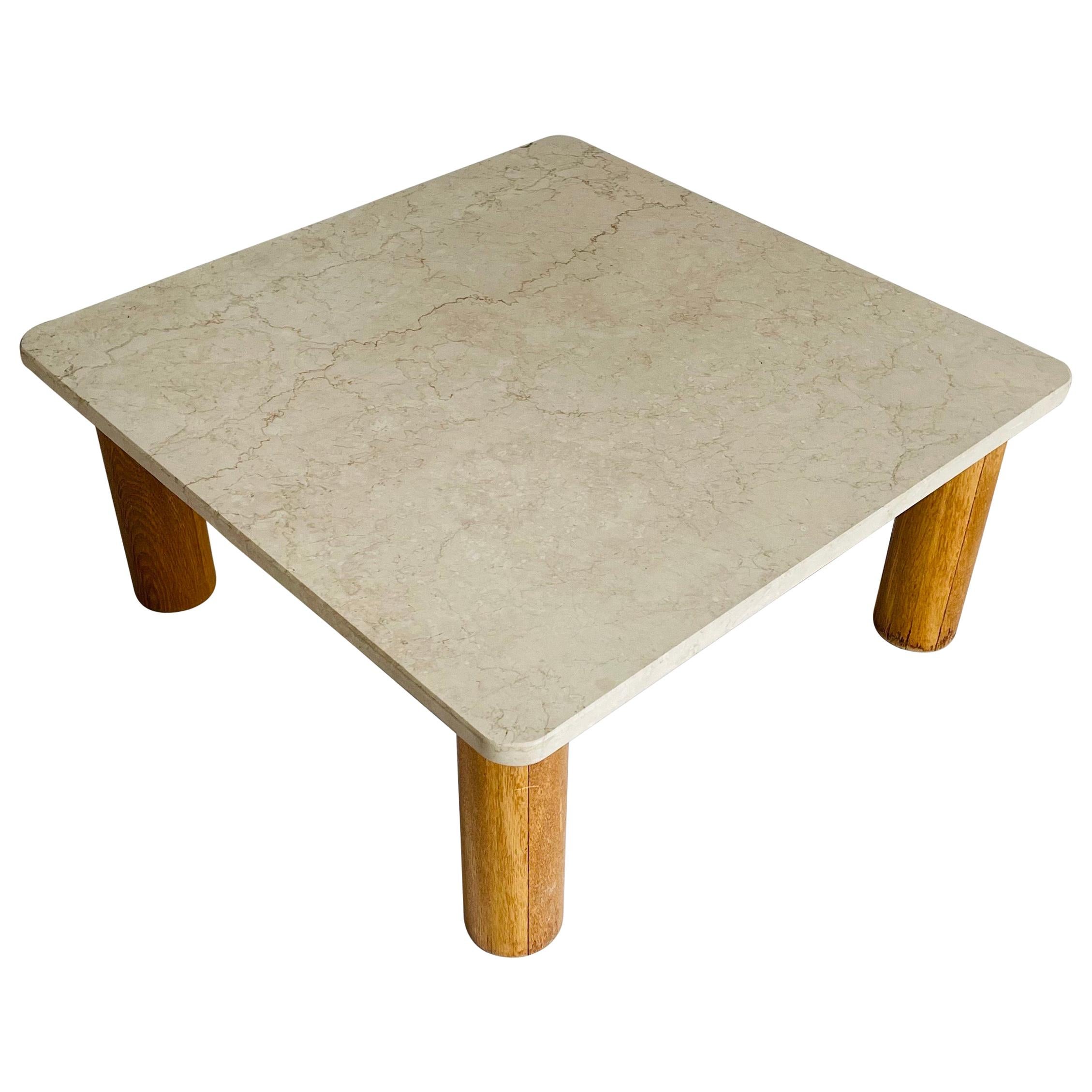 Travertine Coffee Table Style of Charlotte Perriand, France, 1960s For Sale