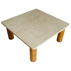 Travertine Coffee Table Style of Charlotte Perriand, France, 1960s