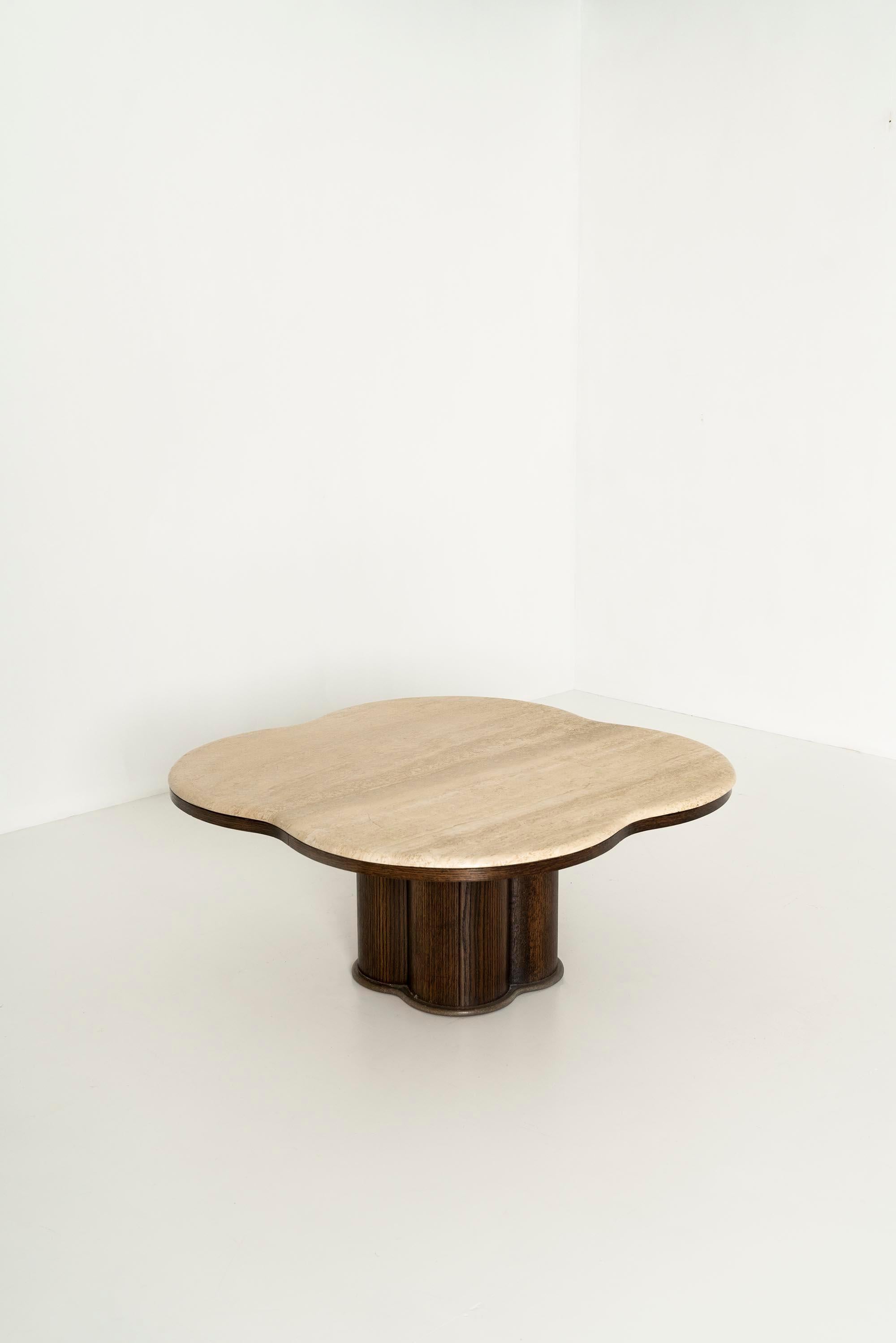 European Travertine Coffee Table in the Style of Jean Royère Style, 1970s