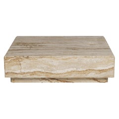 Travertine Coffee Table in the Style of Milo Baughman