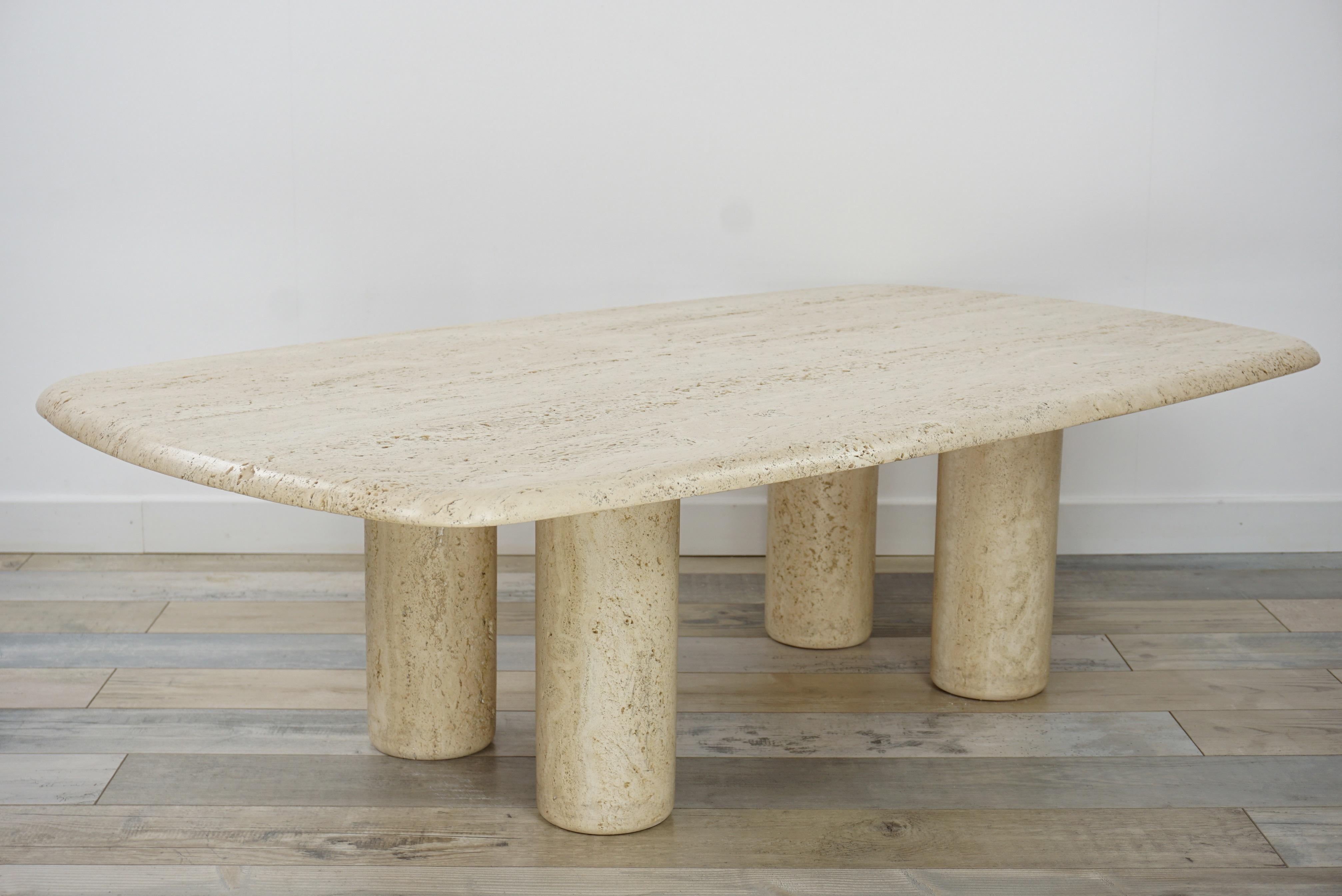 Travertine Coffee Table Italian Design from the 1970s In Good Condition In Tourcoing, FR