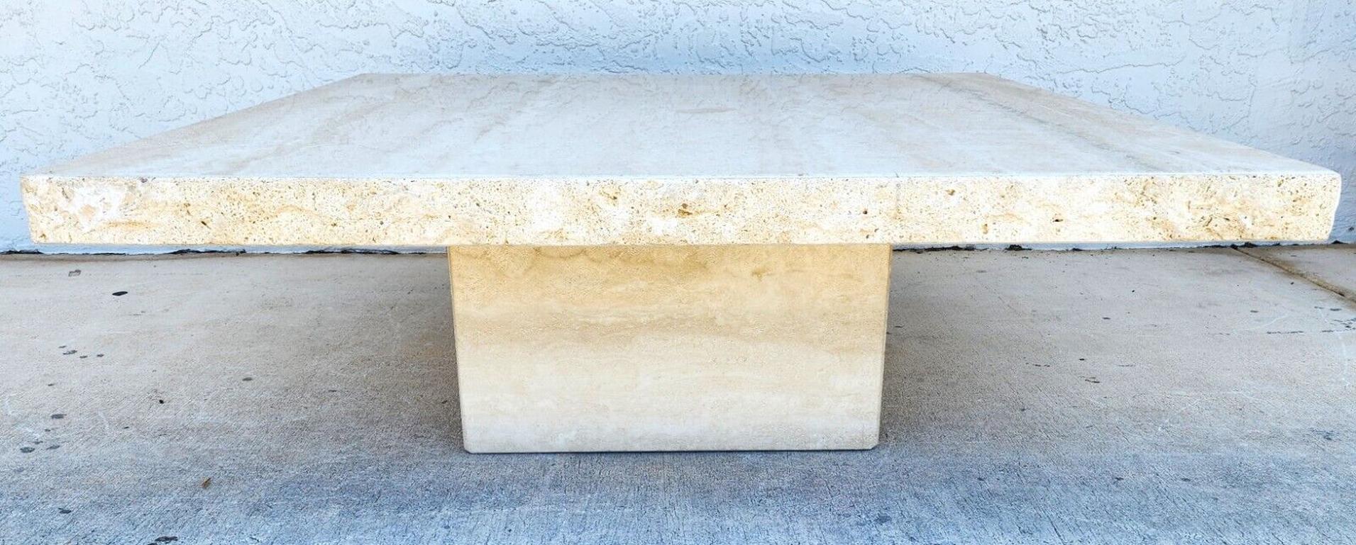 For FULL item description click on CONTINUE READING at the bottom of this page.

Offering One Of Our Recent Palm Beach Estate Fine Furniture Acquisitions Of A 
1970s Italian Live Edge Travertine Polished Coffee Cocktail Table by STONE