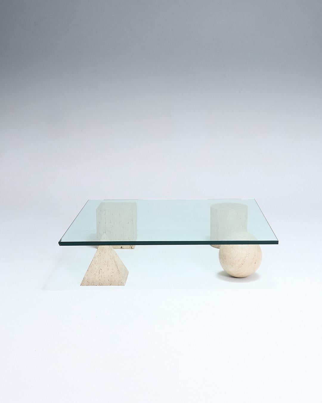 Mesa de centro de travertino, Metafora, años 70 Era espacial en venta