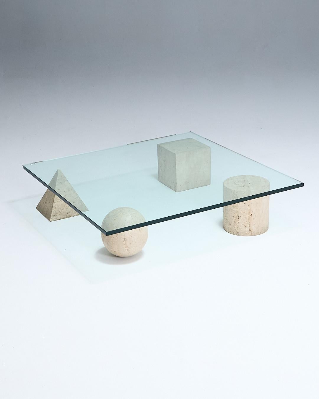 Mesa de centro de travertino, Metafora, años 70 en Bueno estado para la venta en PARIS, FR