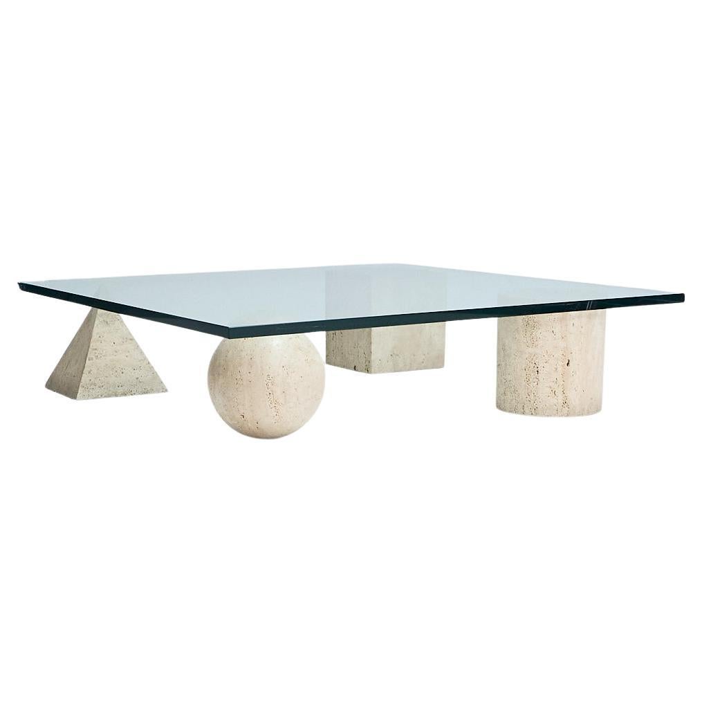 Mesa de centro de travertino, Metafora, años 70 en venta