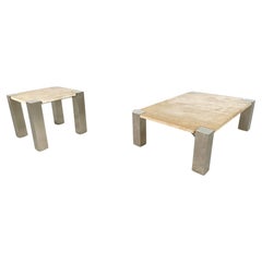 Travertine Coffee Table set 1980s, Italy 