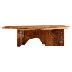 Travertine Coffee Table with Brushed Aluminum or Brass Hardware