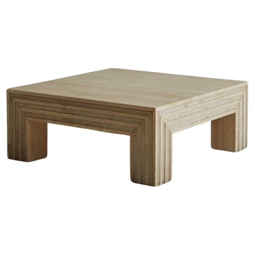 Travertine Coffee Table With Channeled Base, Spain 20th Century For Sale
