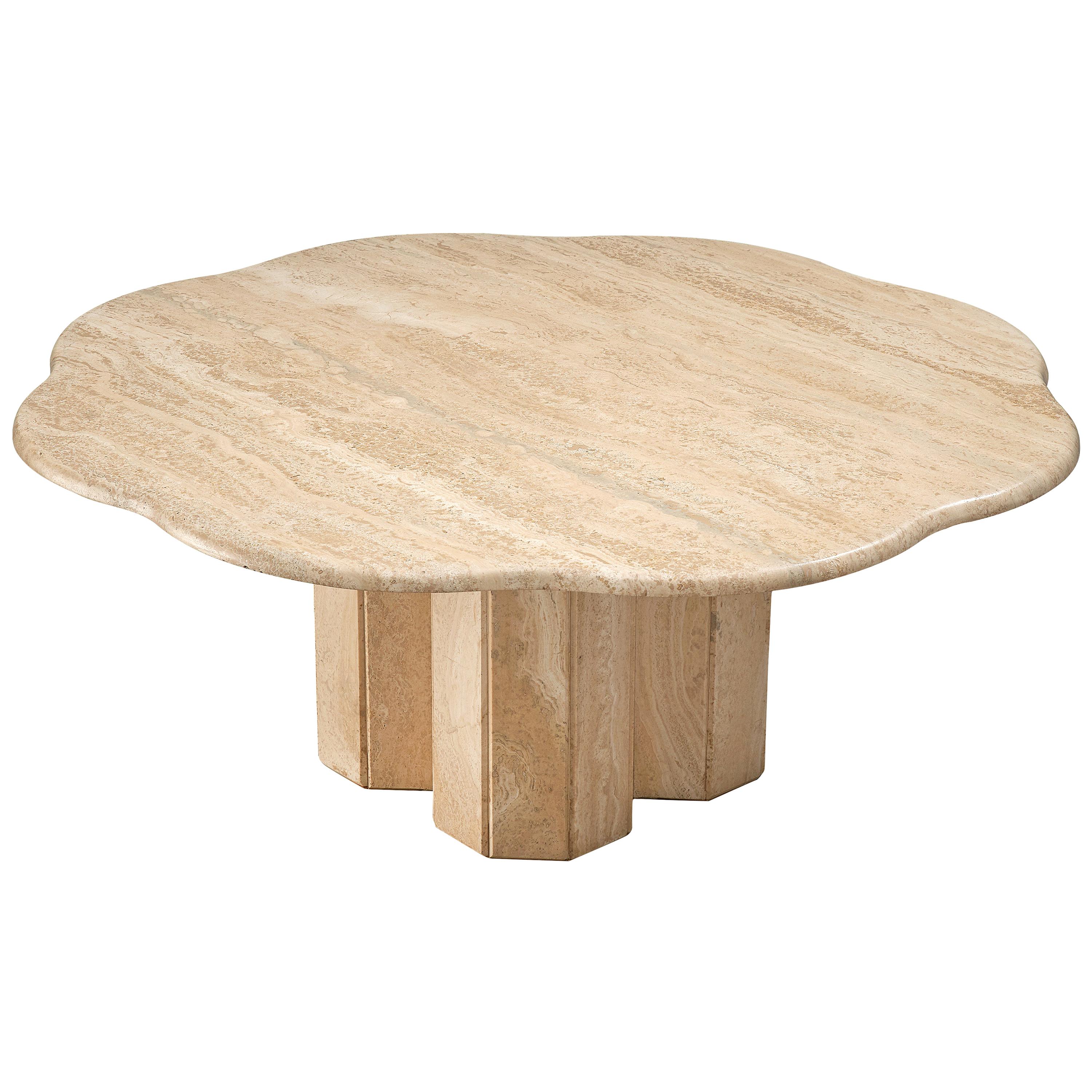 Travertine Coffee Table with Floral Shaped Top For Sale at 1stDibs