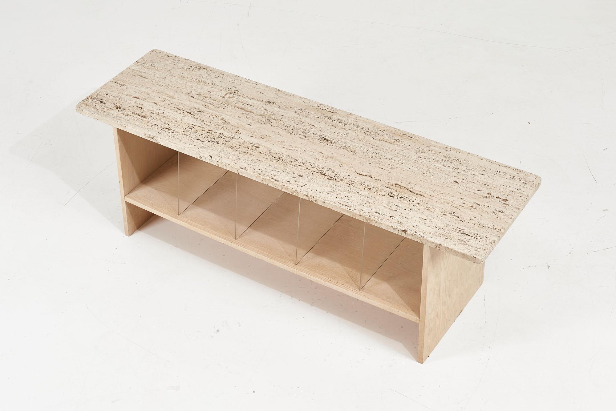 American Travertine Coffee Table with Storage, 1970	 For Sale