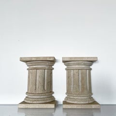 Travertine Column Bookends Made in Italy