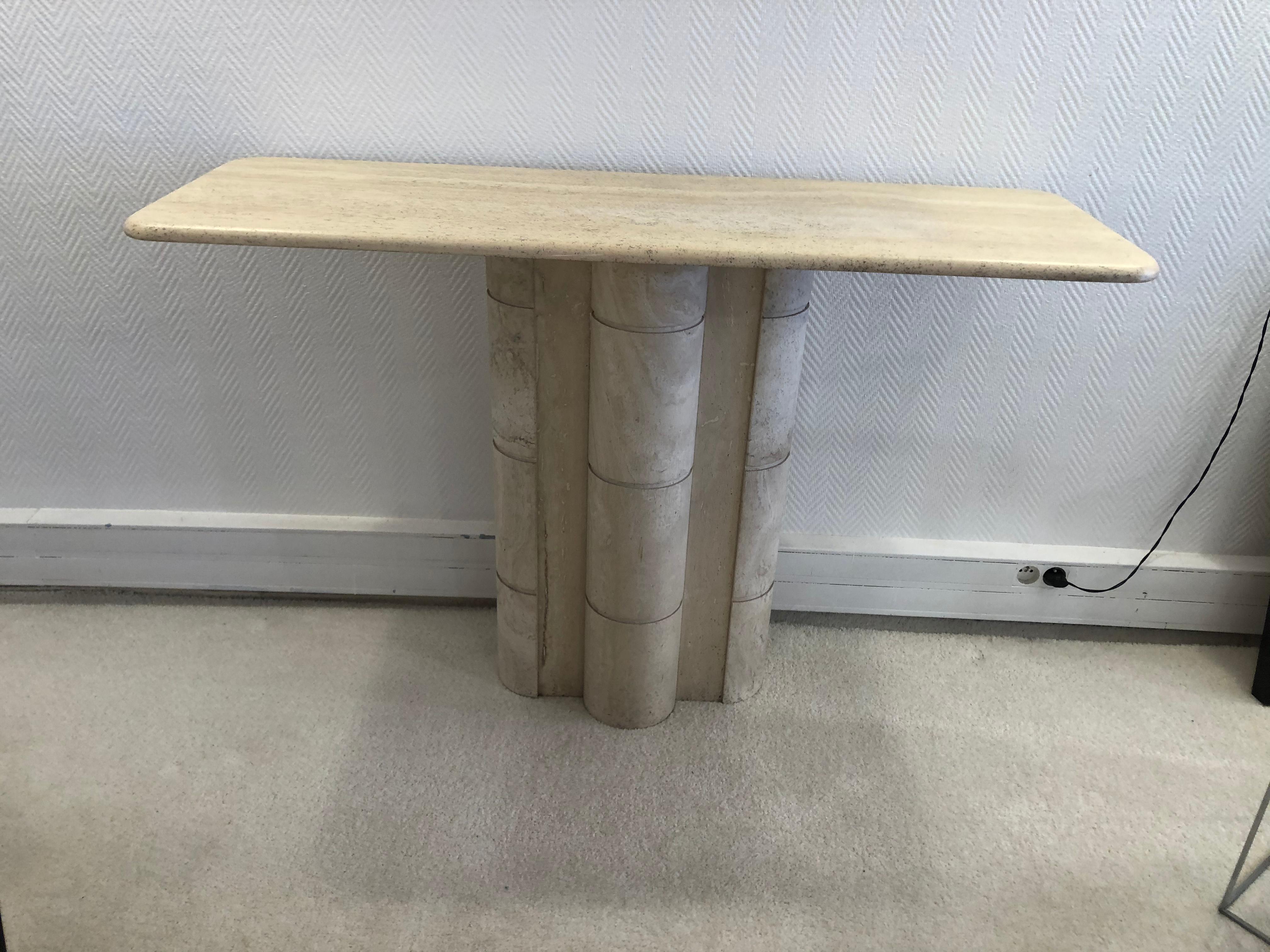 French Travertine Console, 1970 For Sale