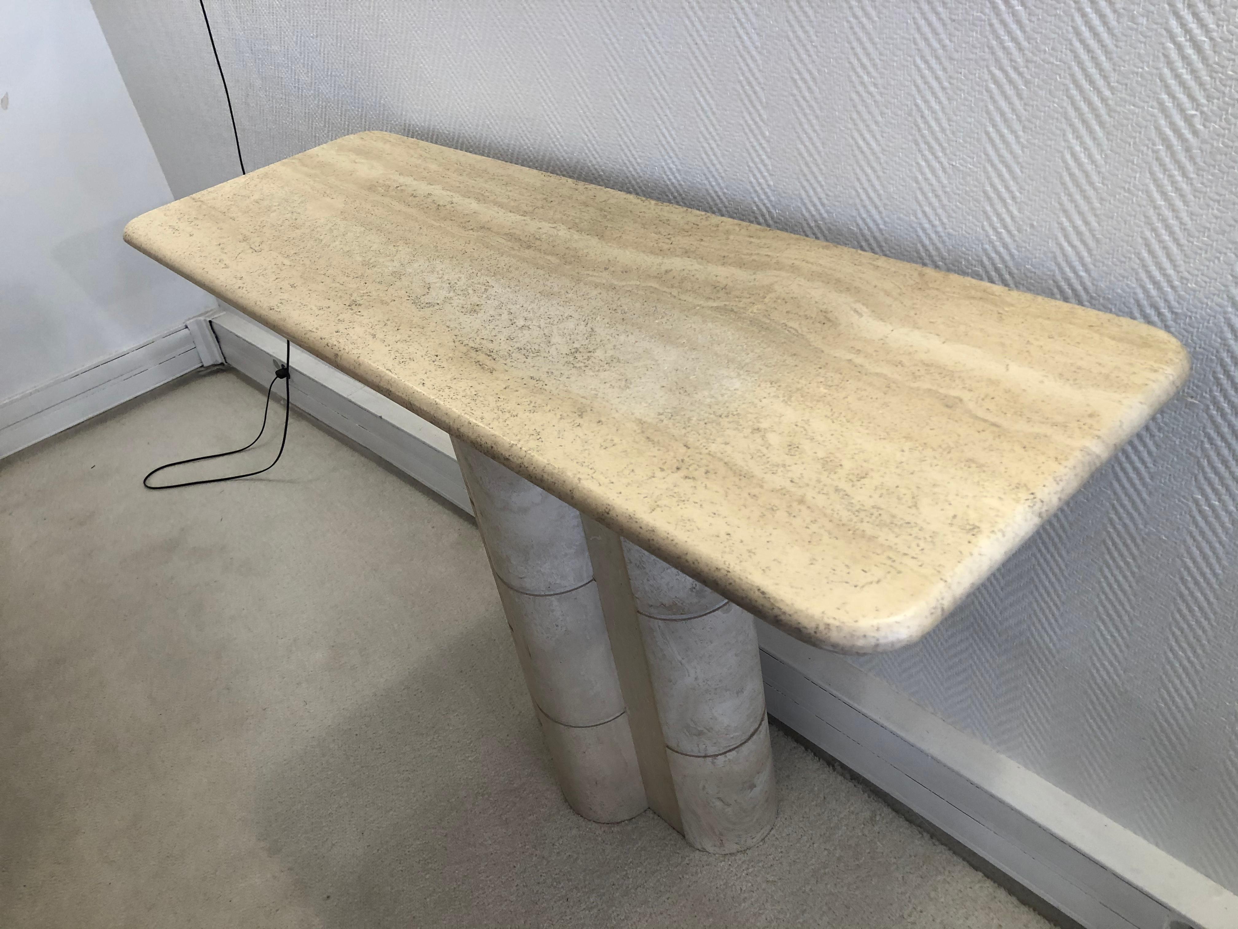 Travertine Console, 1970 In Good Condition For Sale In Saint-Ouen, FR