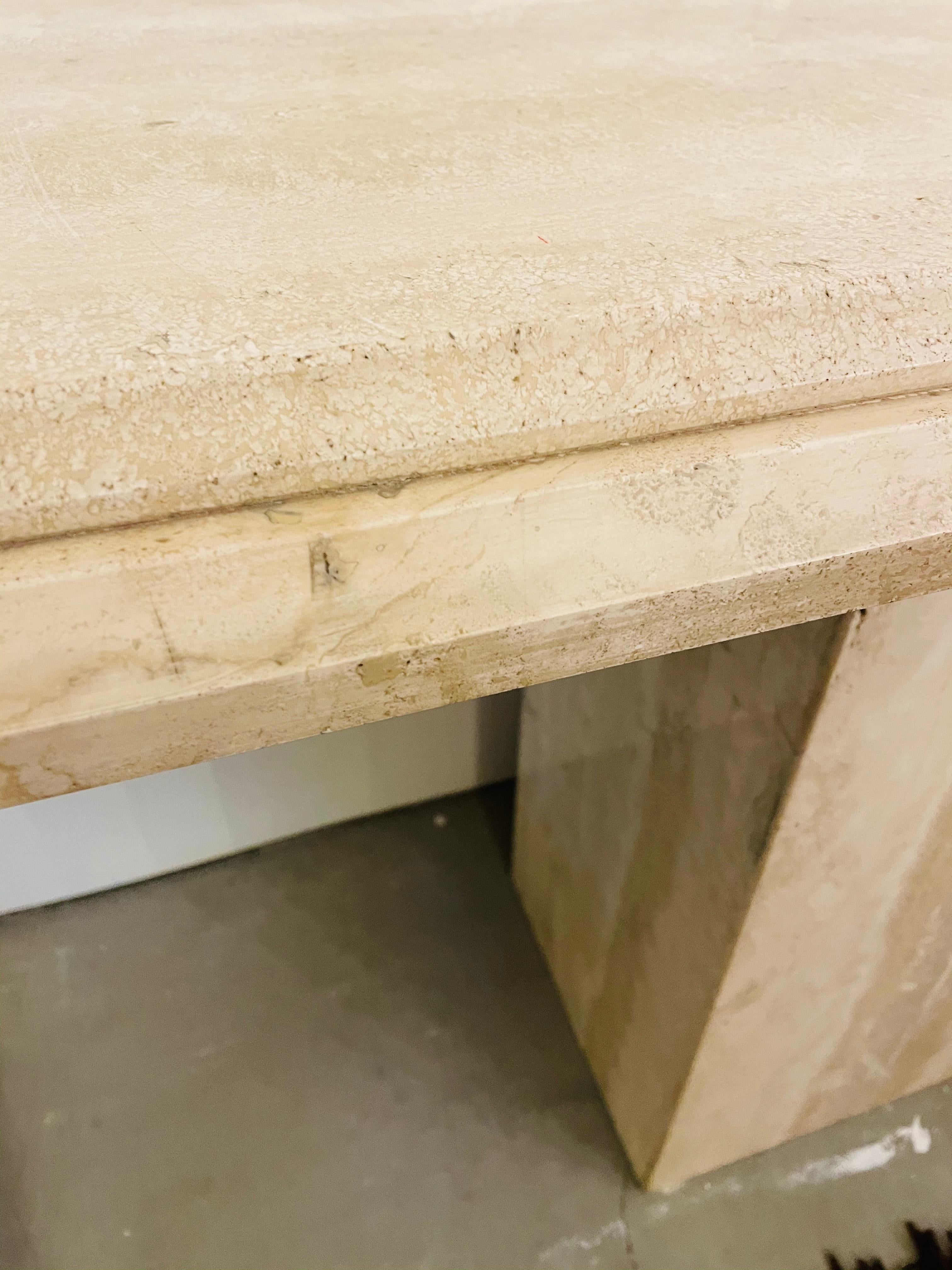 Mid-Century Modern Travertine Console, 1970s 2