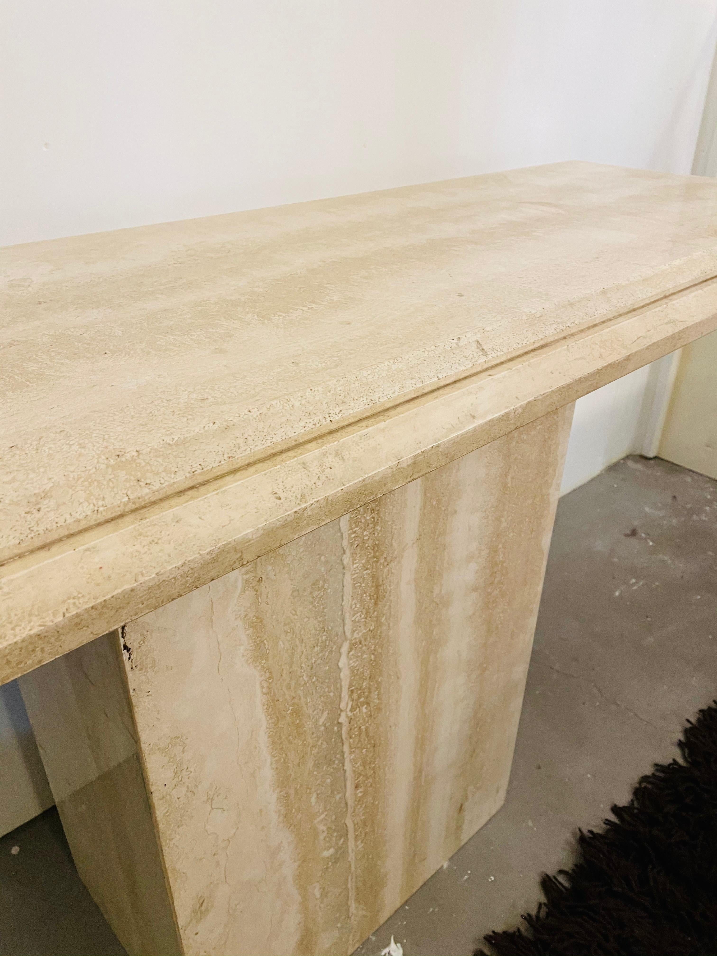 Mid-Century Modern Travertine Console, 1970s 3