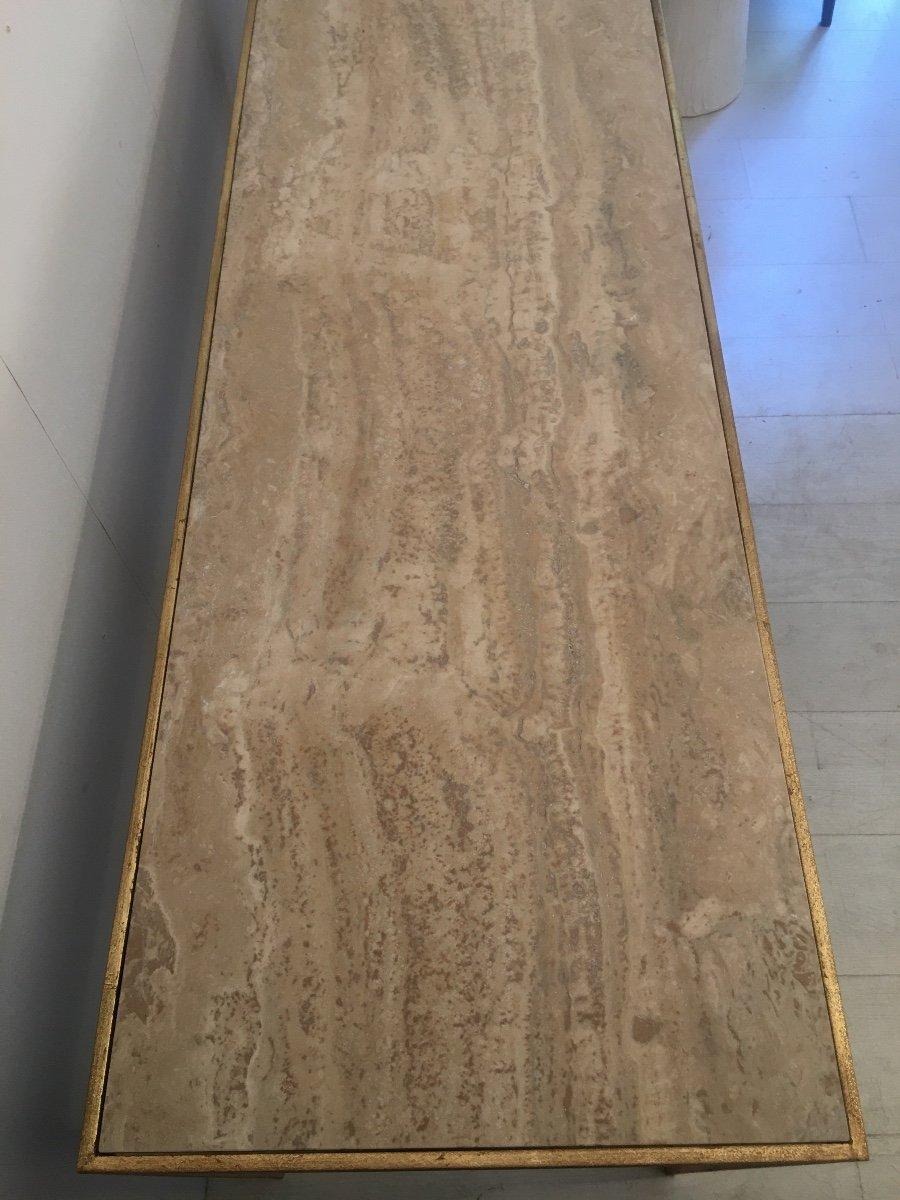 Aesthetic Movement Travertine Console, Gold Leaf Metal, 20th Century Work