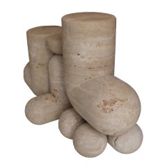 Pepe Guerrero MTC5 Console Table in Cream Travertine, Organic Modern