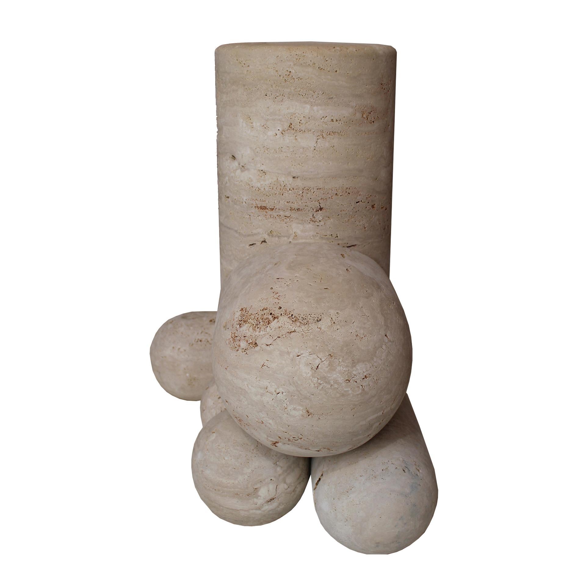 Organic Modern Travertine Console Model MTC5, Pepe Guerrero For Sale