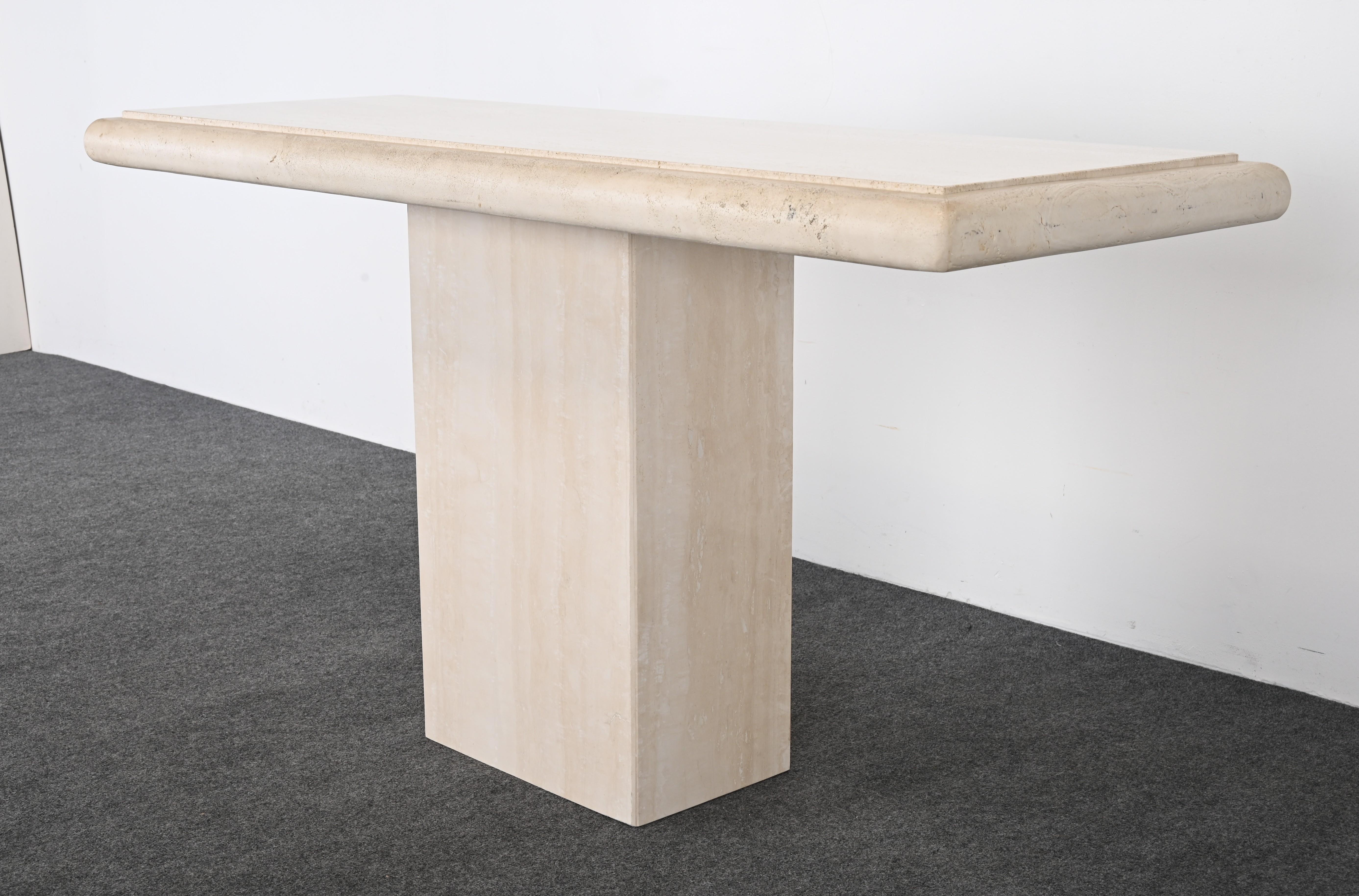 Travertine Console Table, 1980s For Sale 4