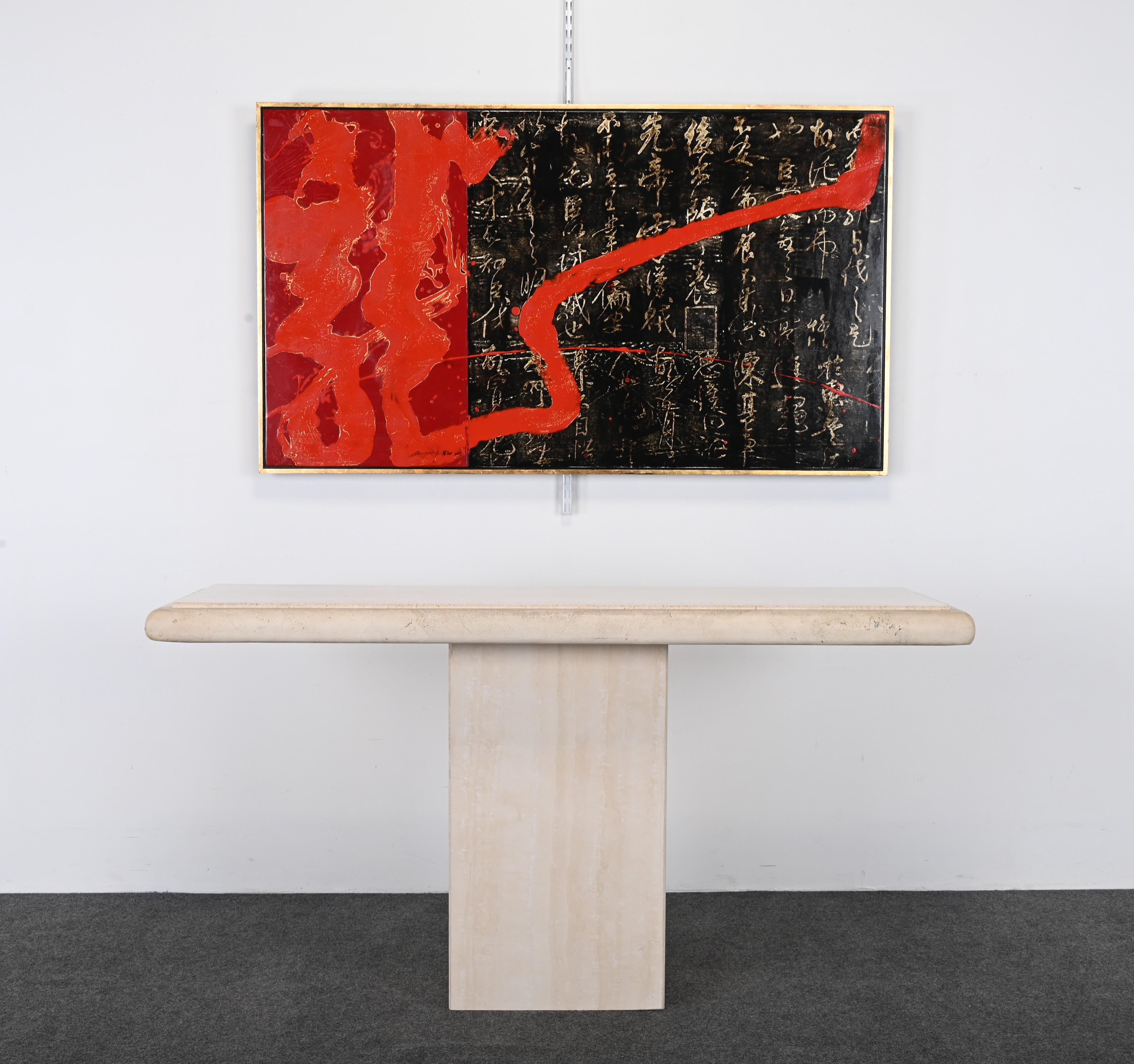 Travertine Console Table, 1980s For Sale 7