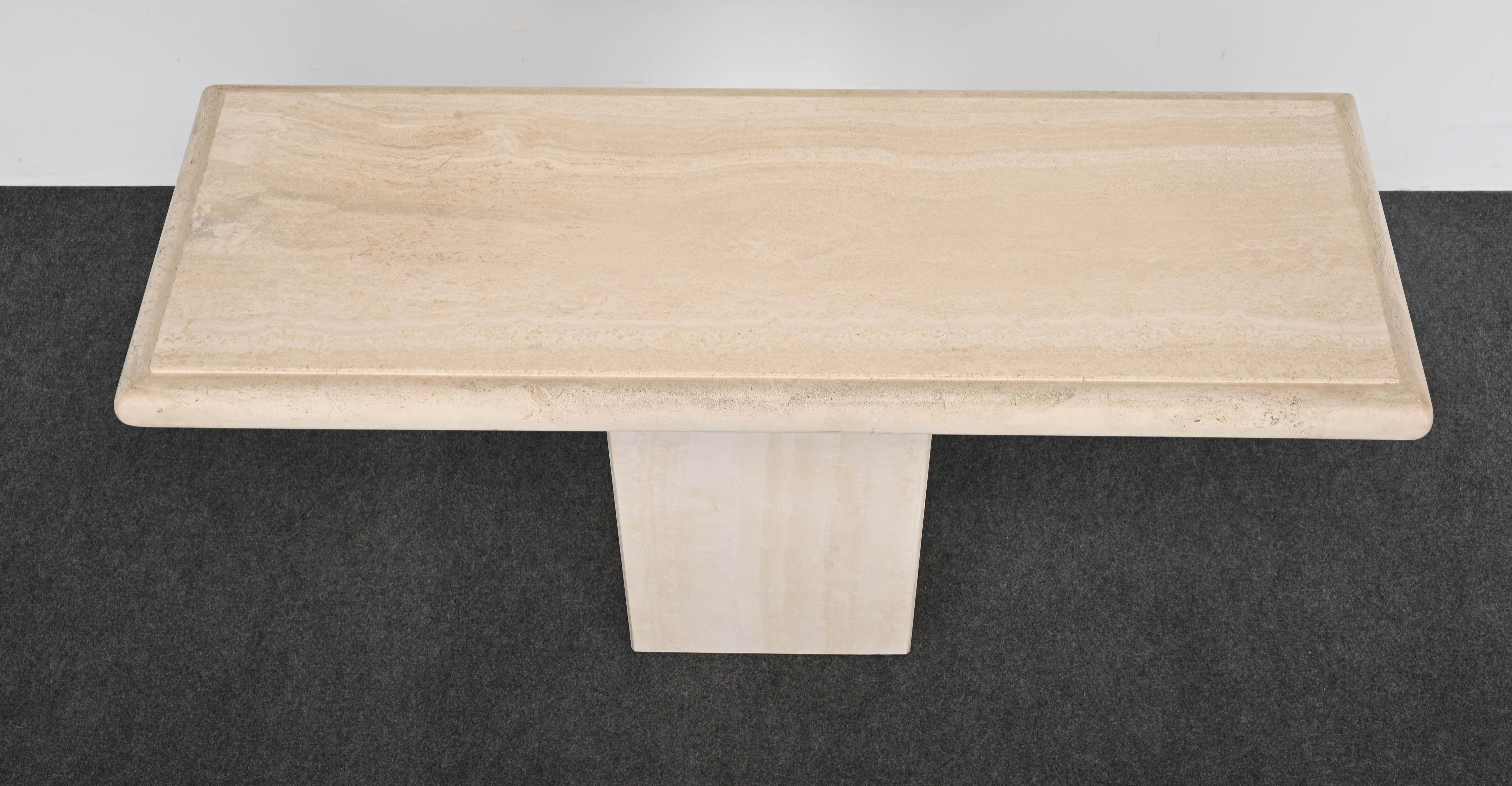 Modern Travertine Console Table, 1980s For Sale