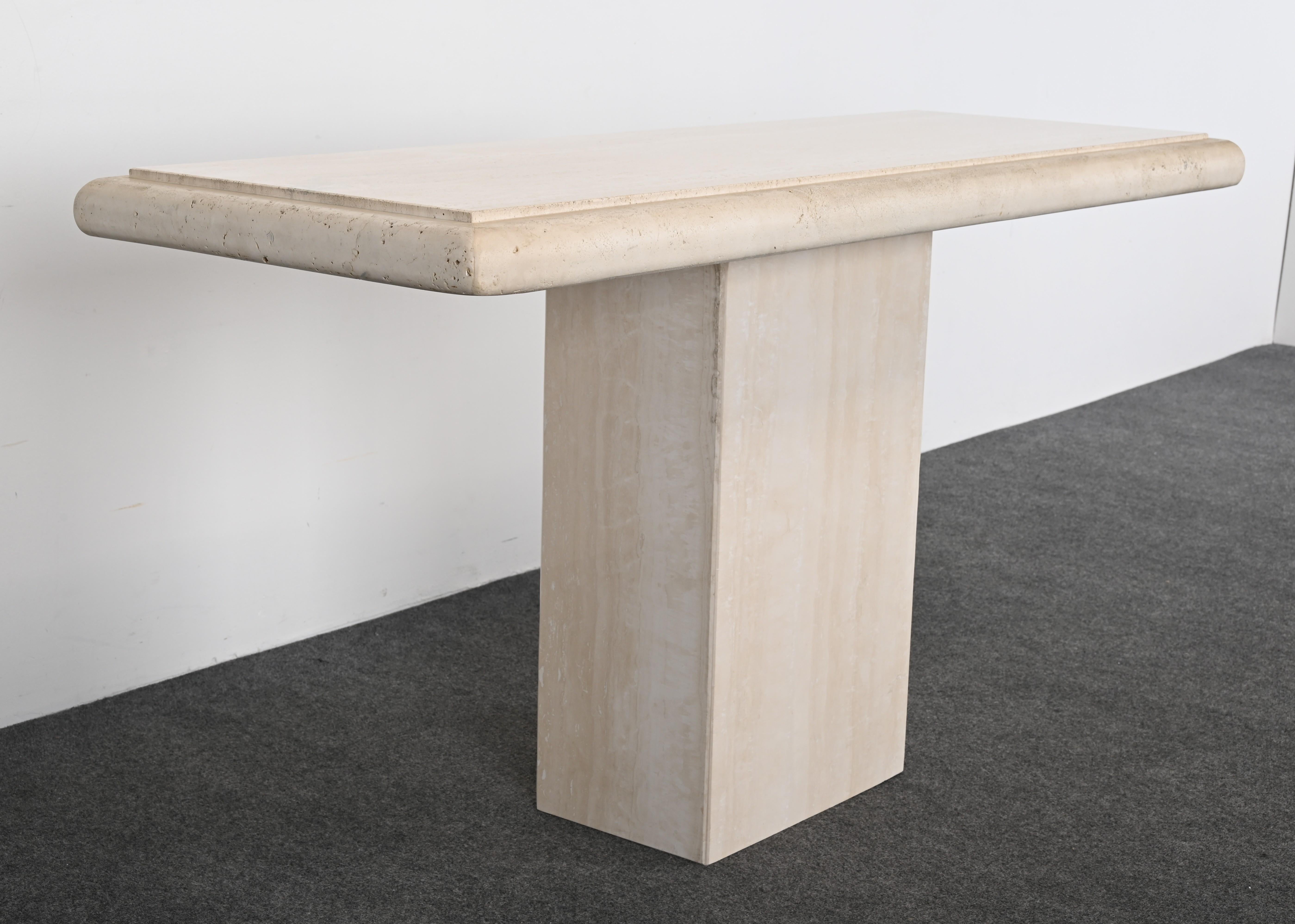 Late 20th Century Travertine Console Table, 1980s For Sale
