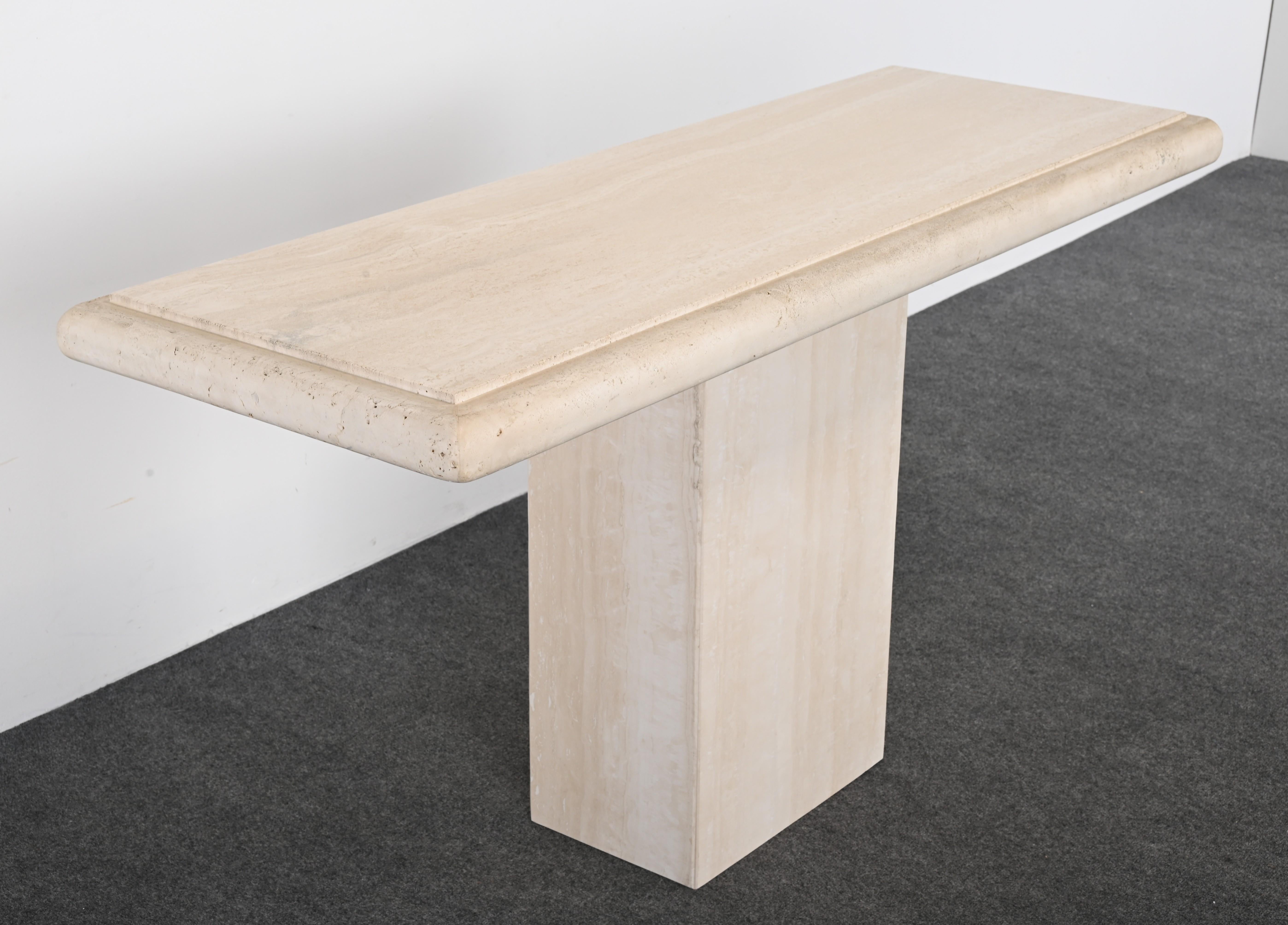 Travertine Console Table, 1980s For Sale 1