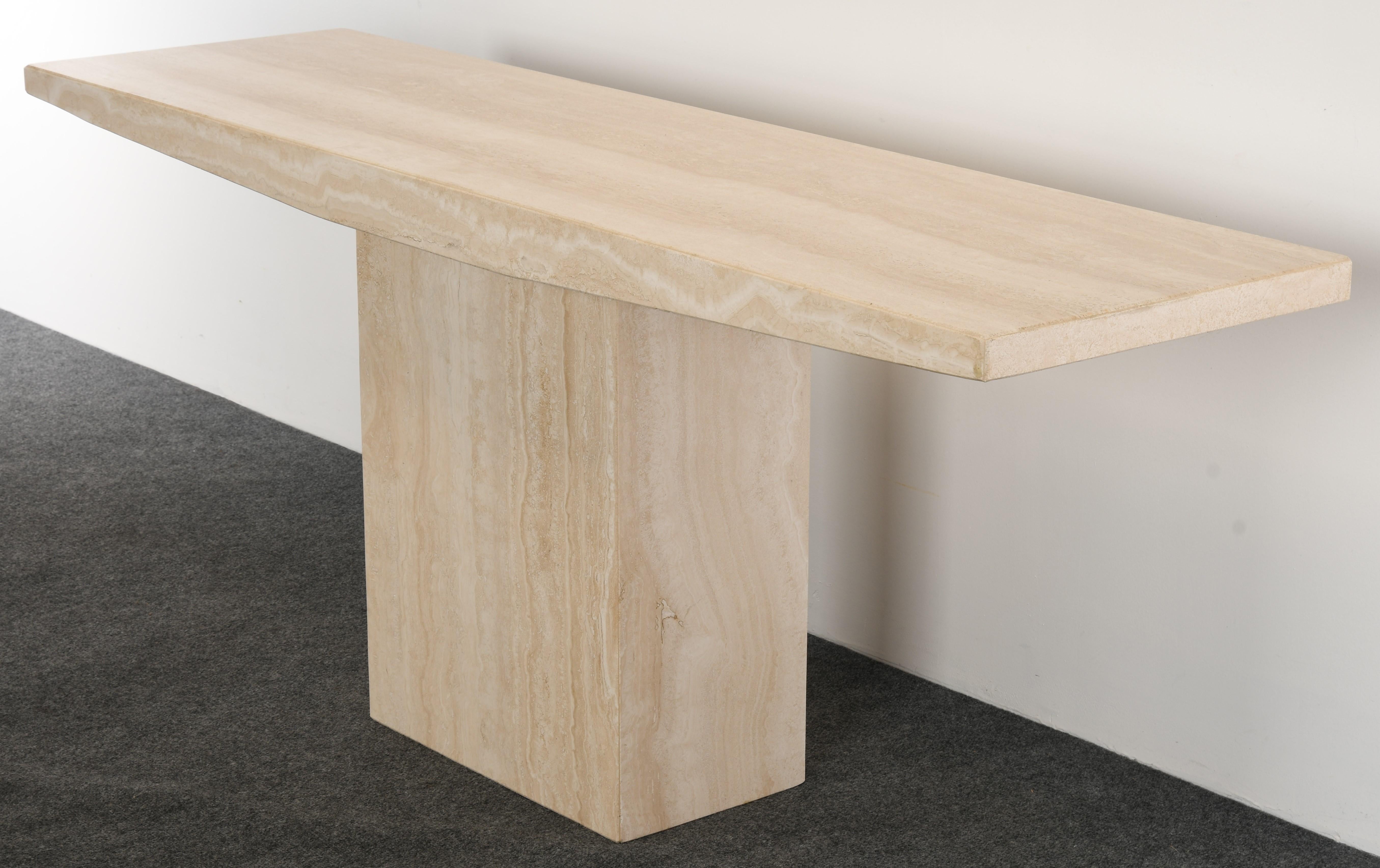 Travertine Console Table for Stone International, 1980s In Good Condition In Hamburg, PA