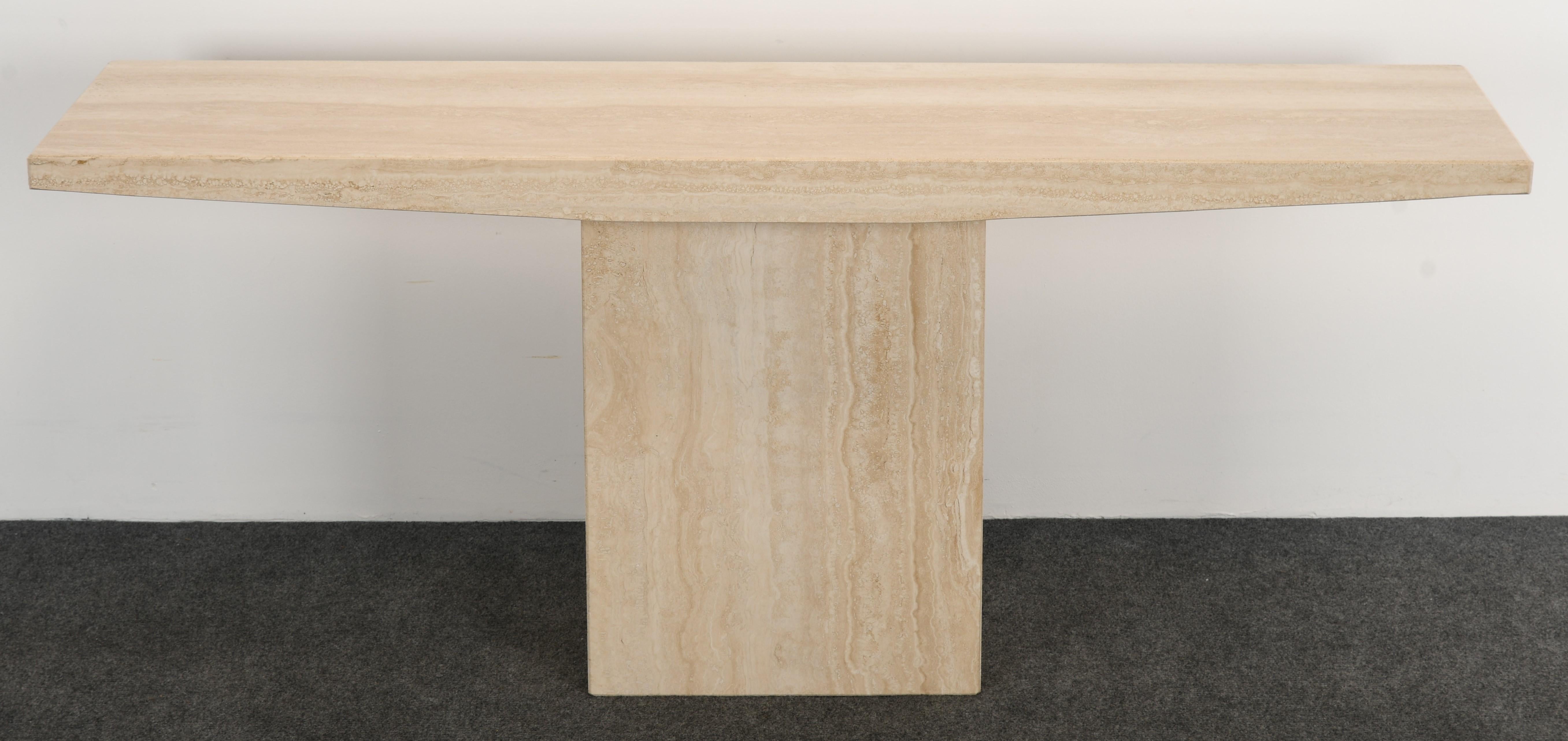 Travertine Console Table for Stone International, 1980s 1
