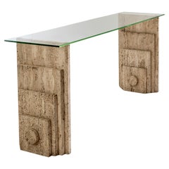 Travertine Console Table, Italy 1970s