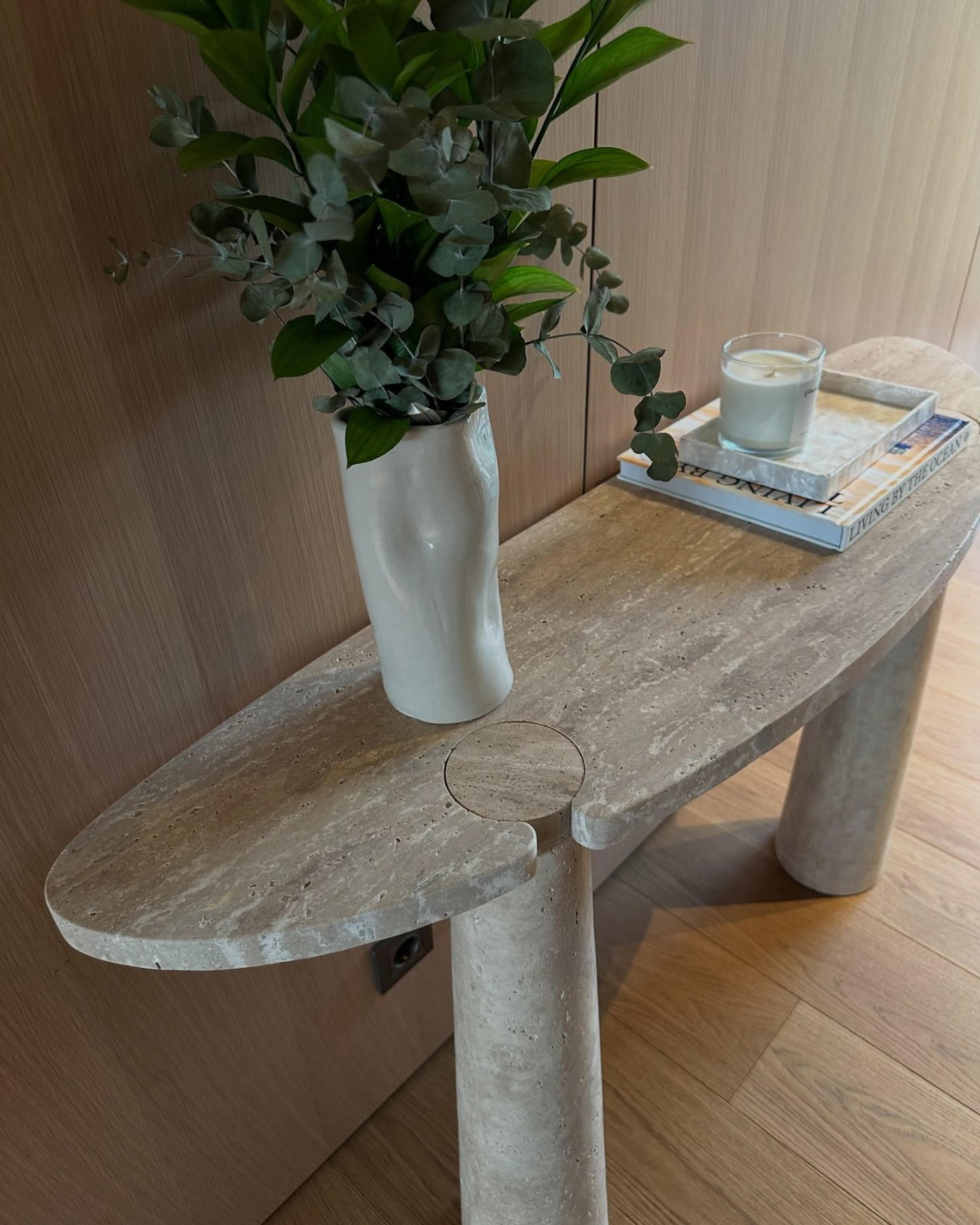 Turkish Travertine Console Table - Marble Entryway Table - Italian Travertine Console For Sale