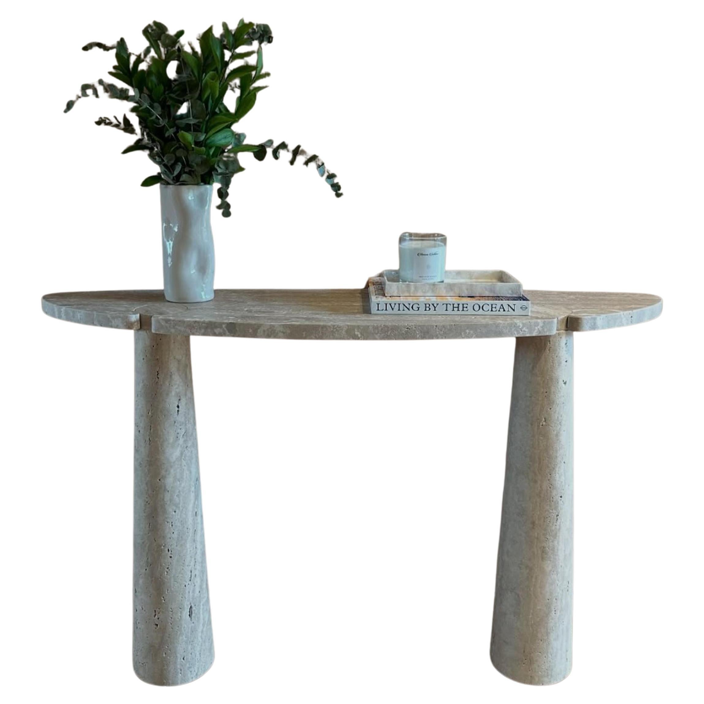 Tavolo console in travertino - Tavolo da ingresso in marmo - Console in travertino italiano