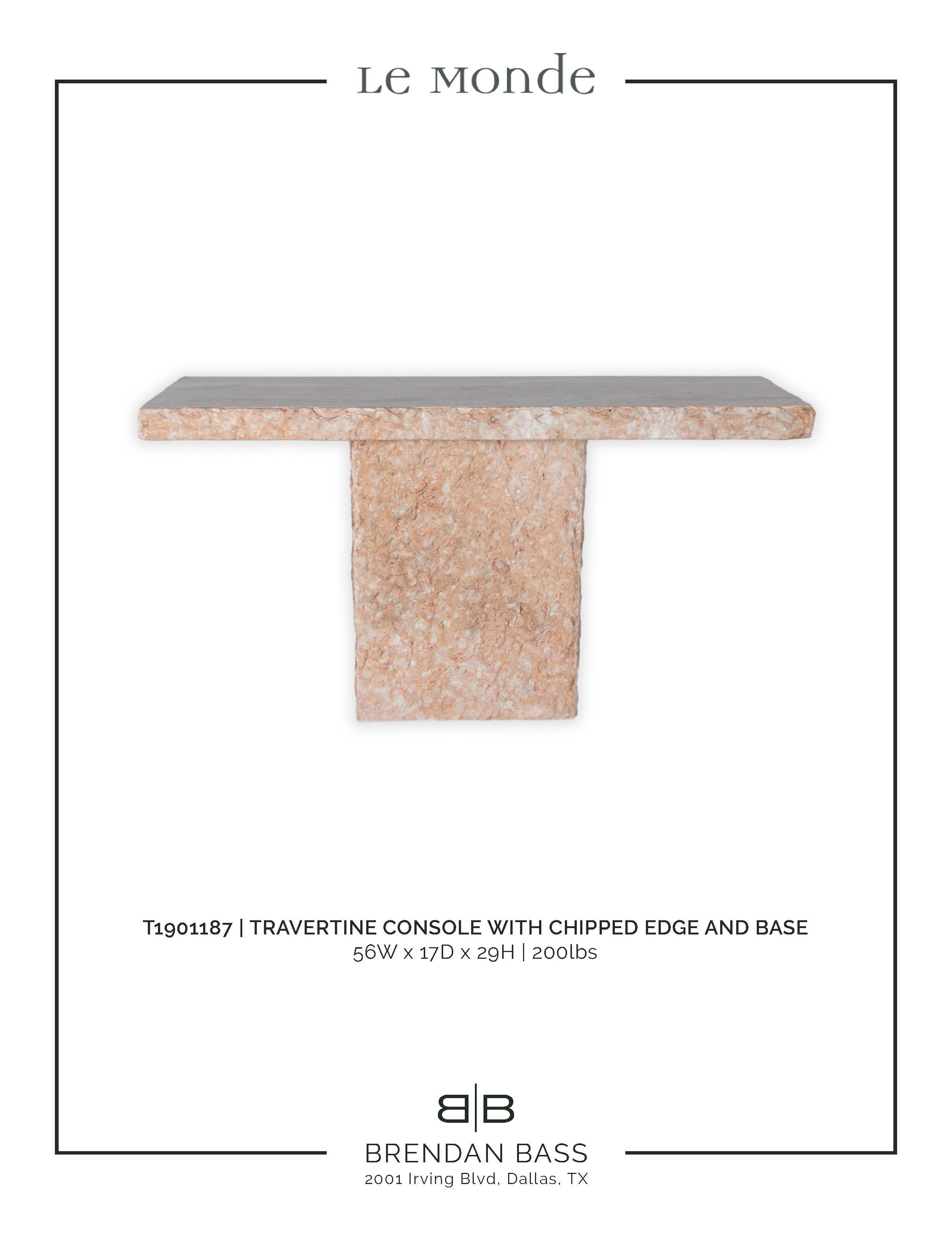 Travertine Console with Chipped Edge and Base 2
