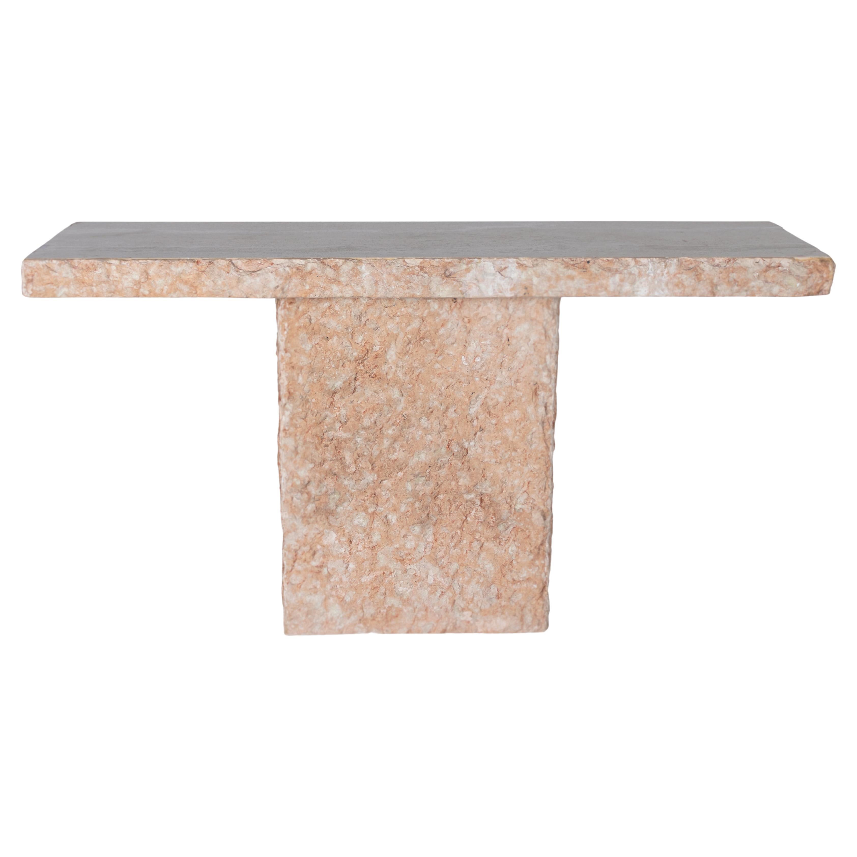 Travertine Console with Chipped Edge and Base