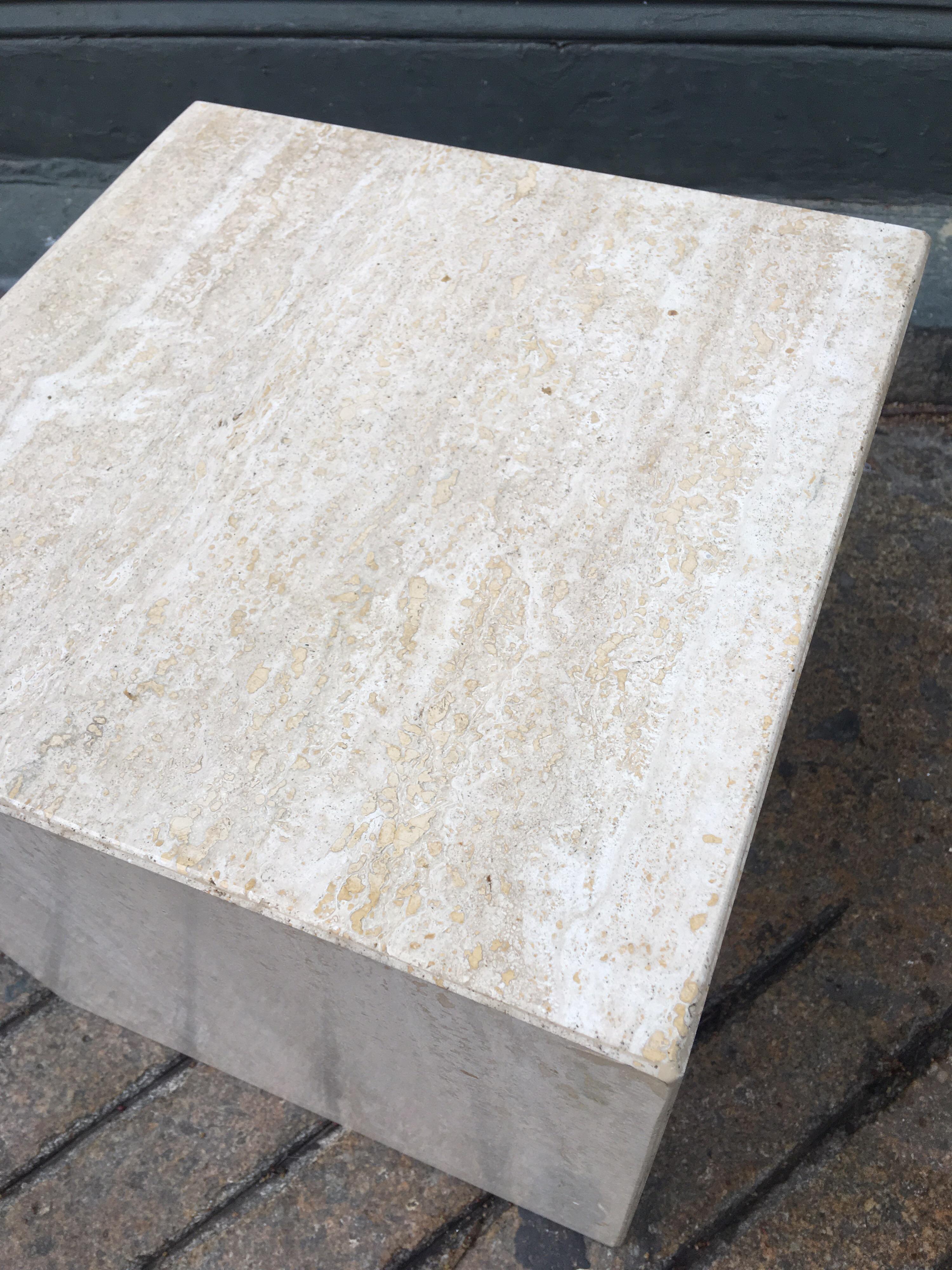 Small travertine cube perfect for a side table, plant table or drink table!