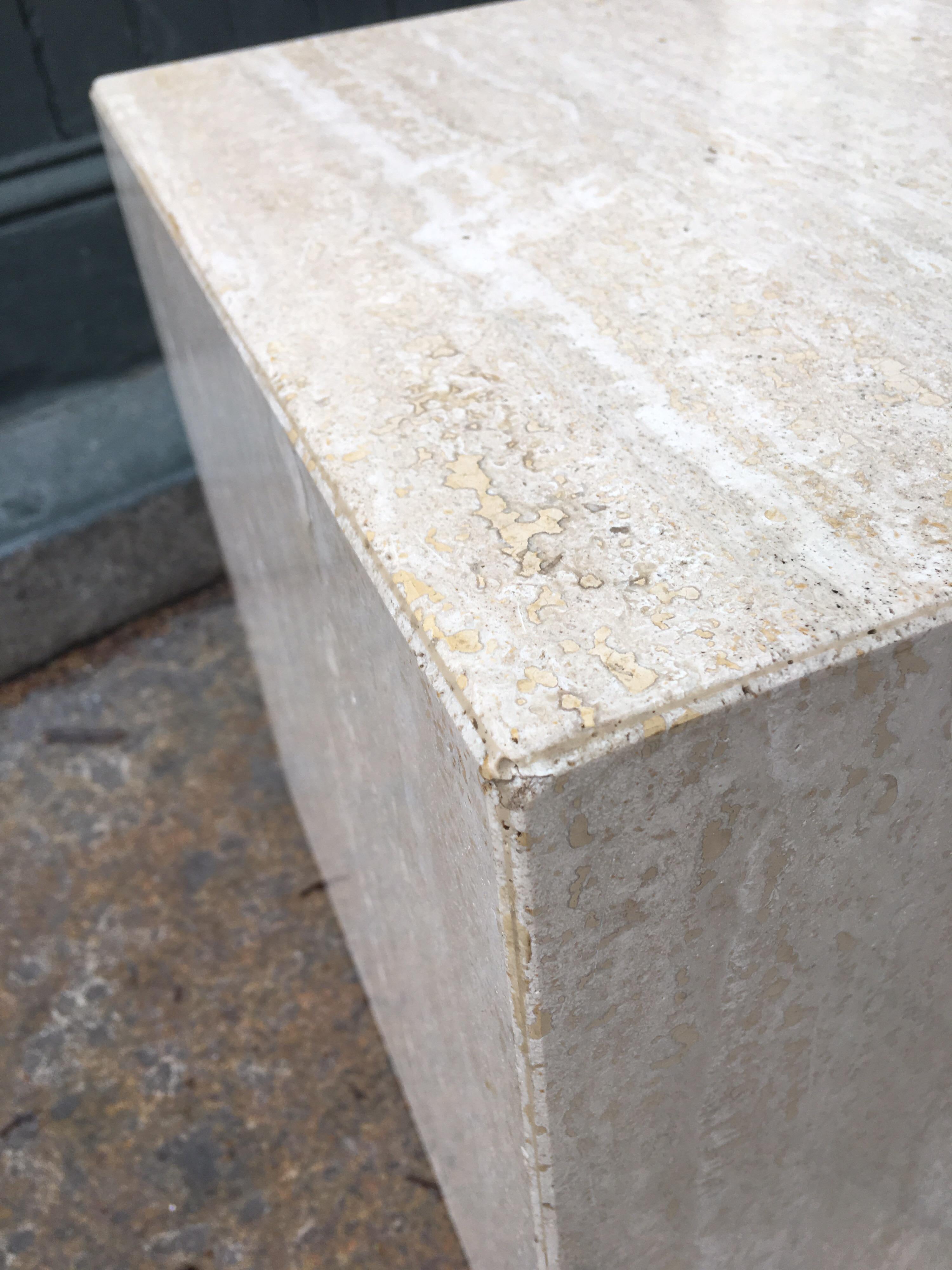 travertine cube side table