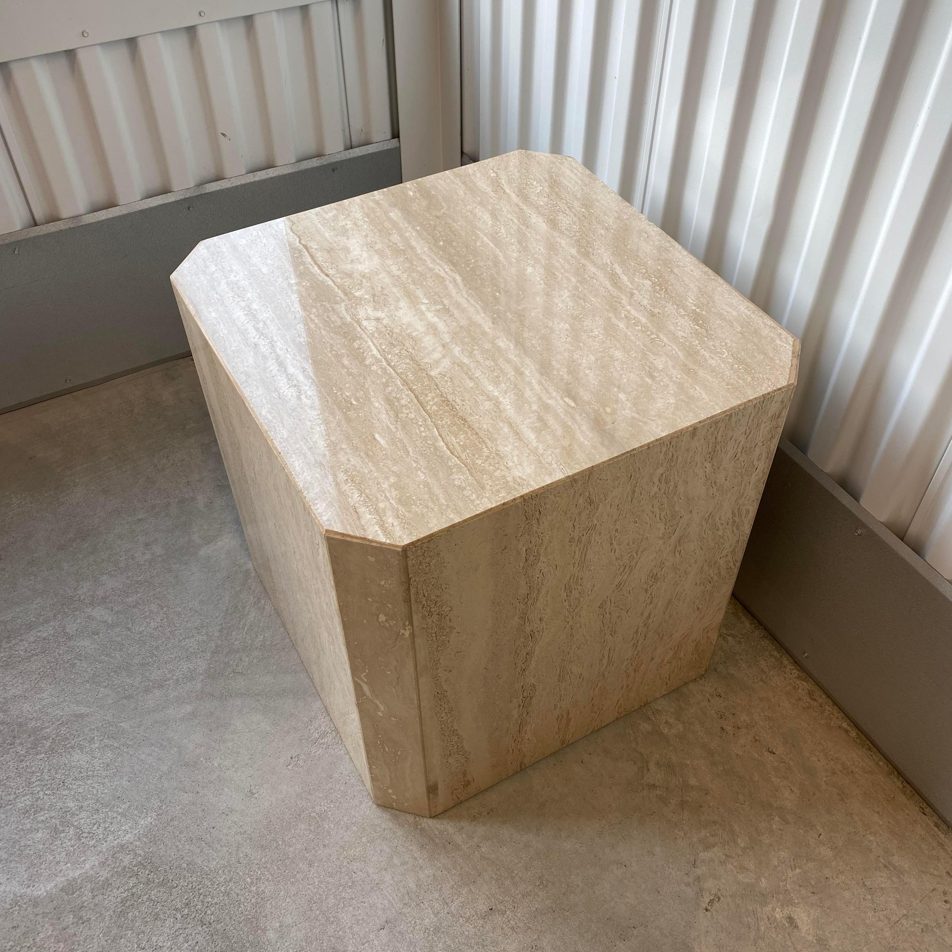 20th Century Travertine Cube Octagonal Side Table For Sale