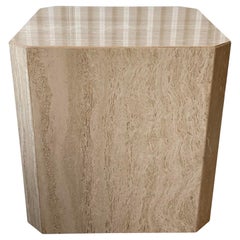 Vintage Travertine Cube Octagonal Side Table