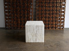 Travertine Cube Side Table, circa 1980
