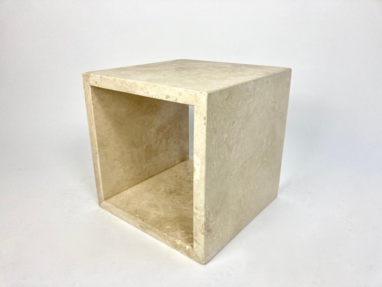 Travertine Cube Side Table For Sale at 1stDibs