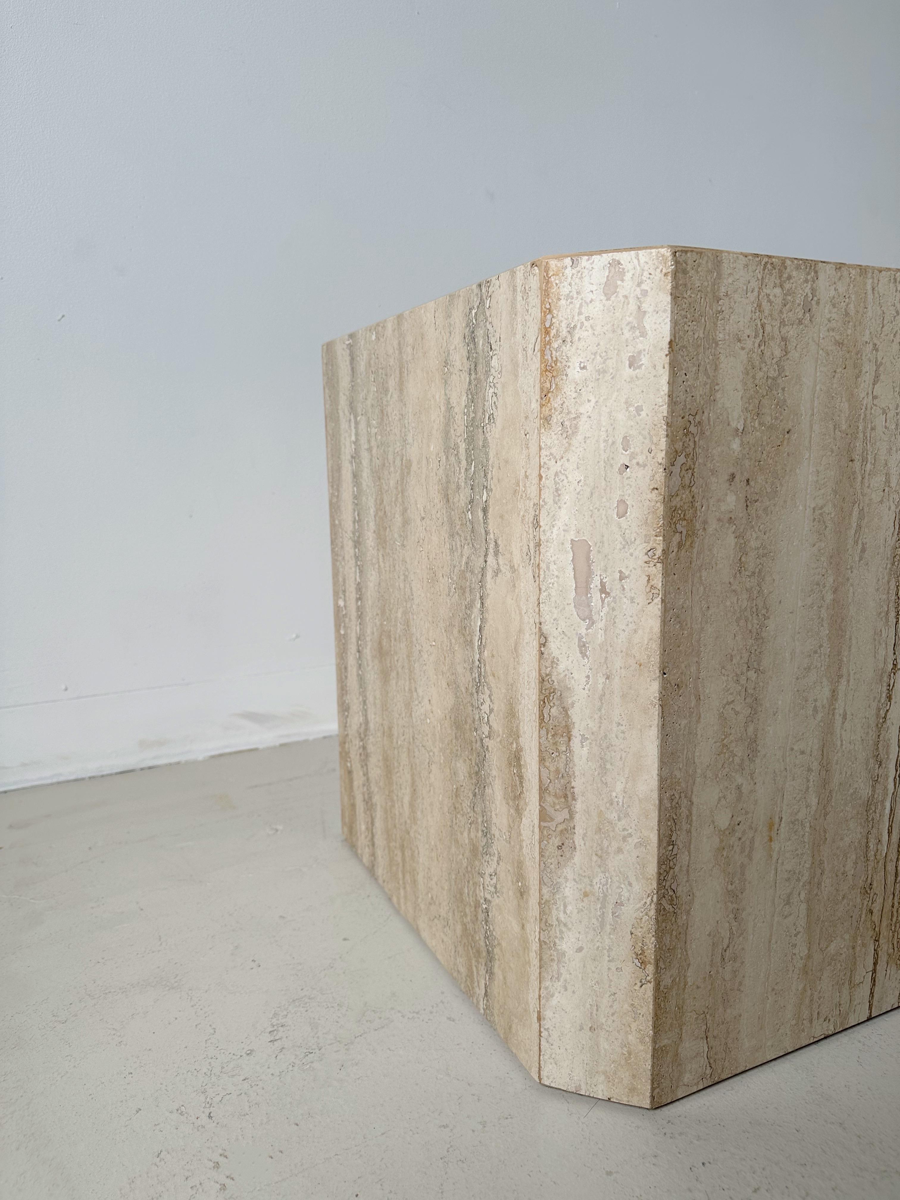 Late 20th Century Travertine Cube Side Table