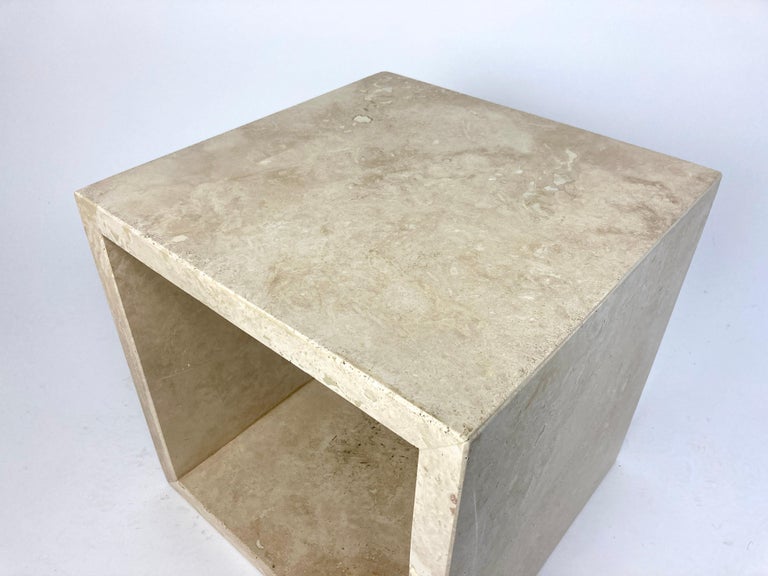Travertine Cube Side Table For Sale at 1stDibs