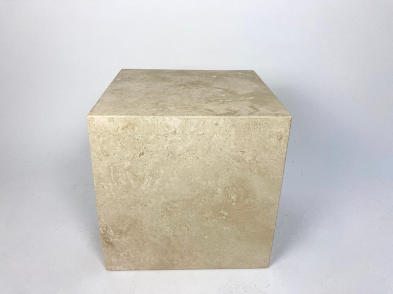 Travertine Cube Side Table For Sale at 1stDibs