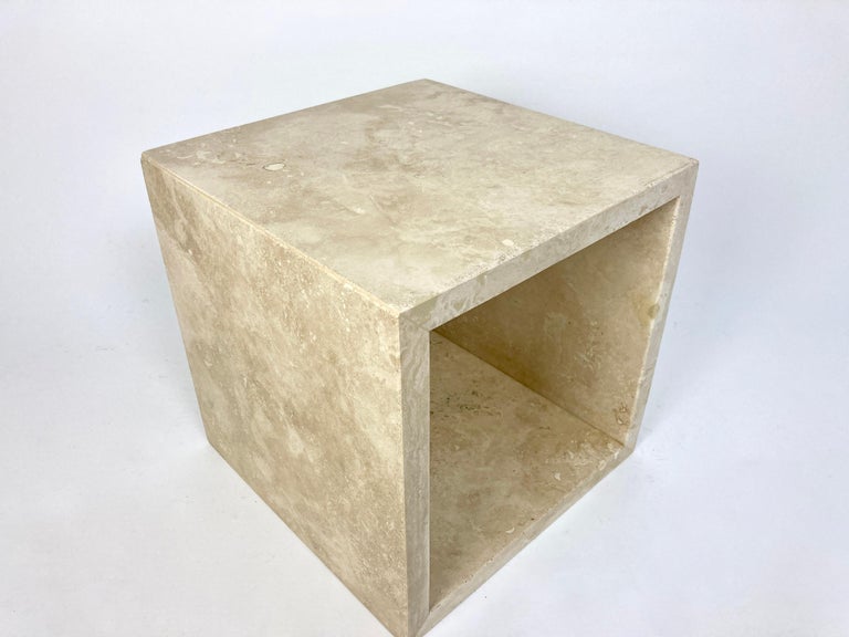 Travertine Cube Side Table For Sale at 1stDibs