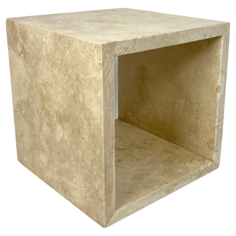 Travertine Cube Side Table For Sale at 1stDibs