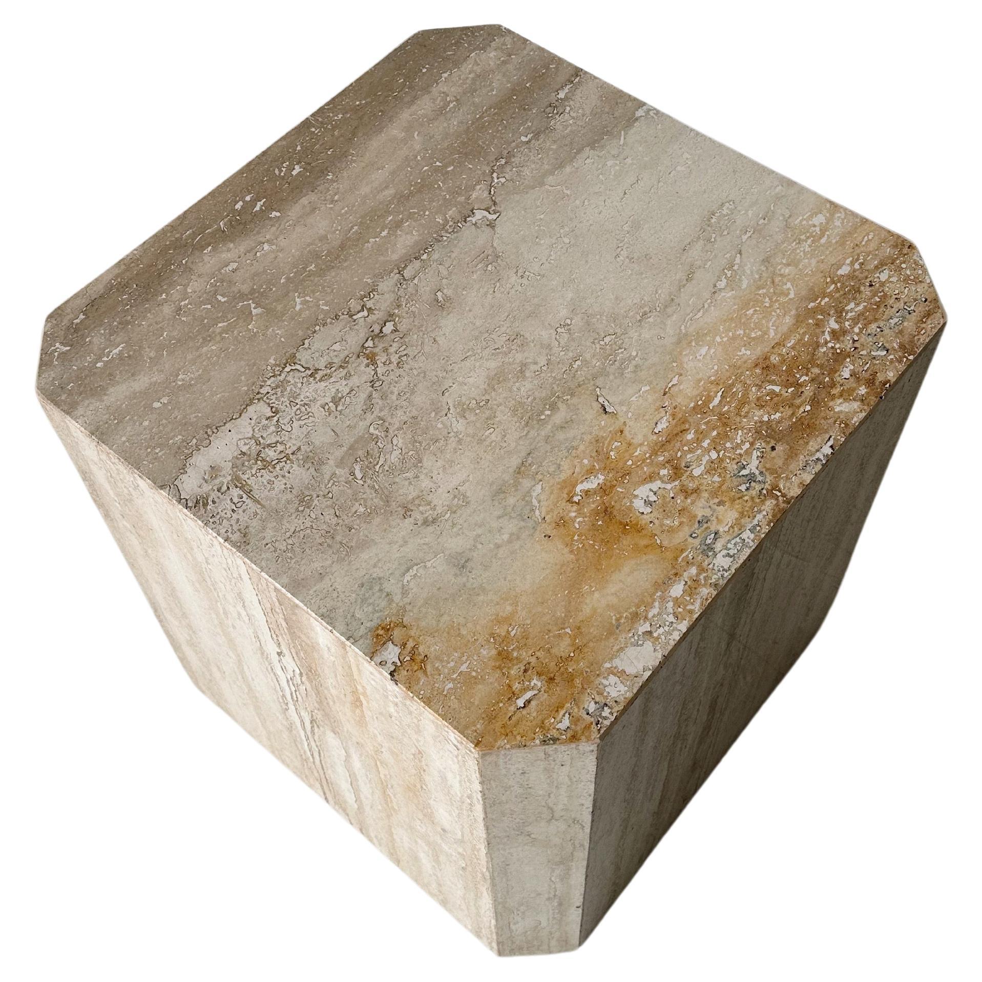 Travertine Cube Side Table