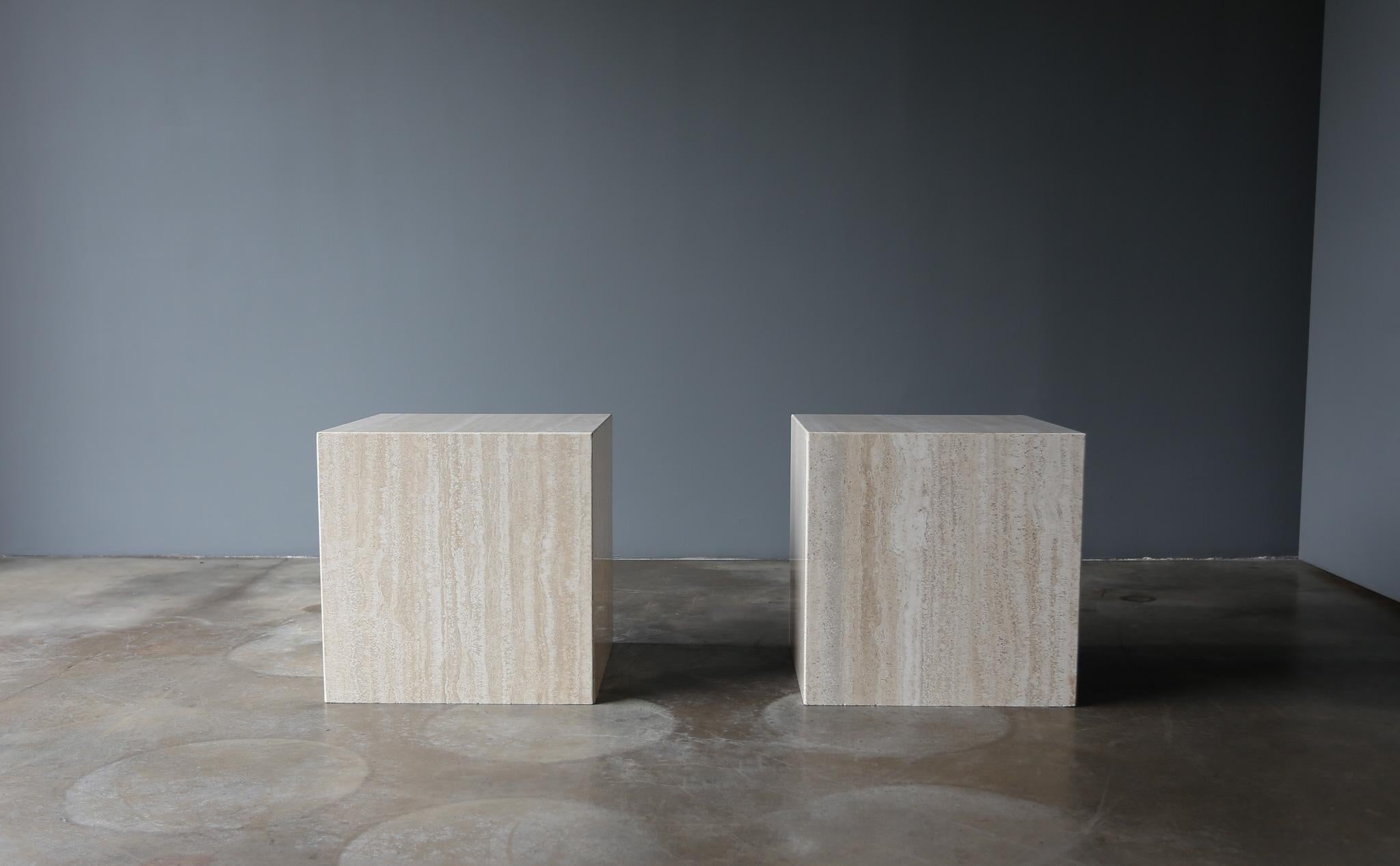 Travertine Cube Side Tables, c.1975 4