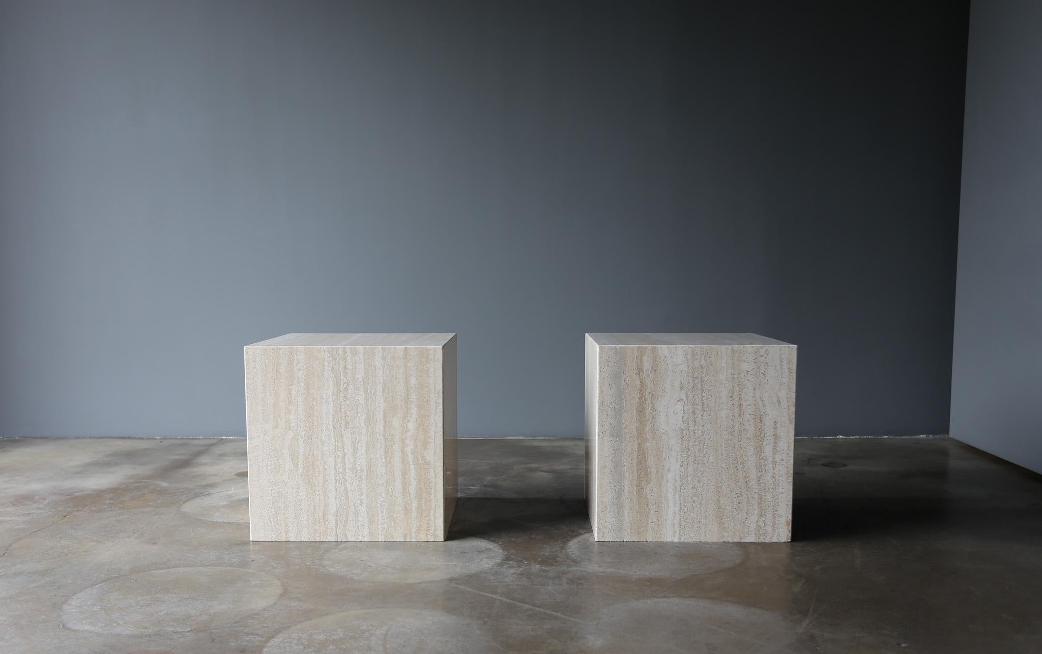 Travertine Cube Side Tables, c.1975.  